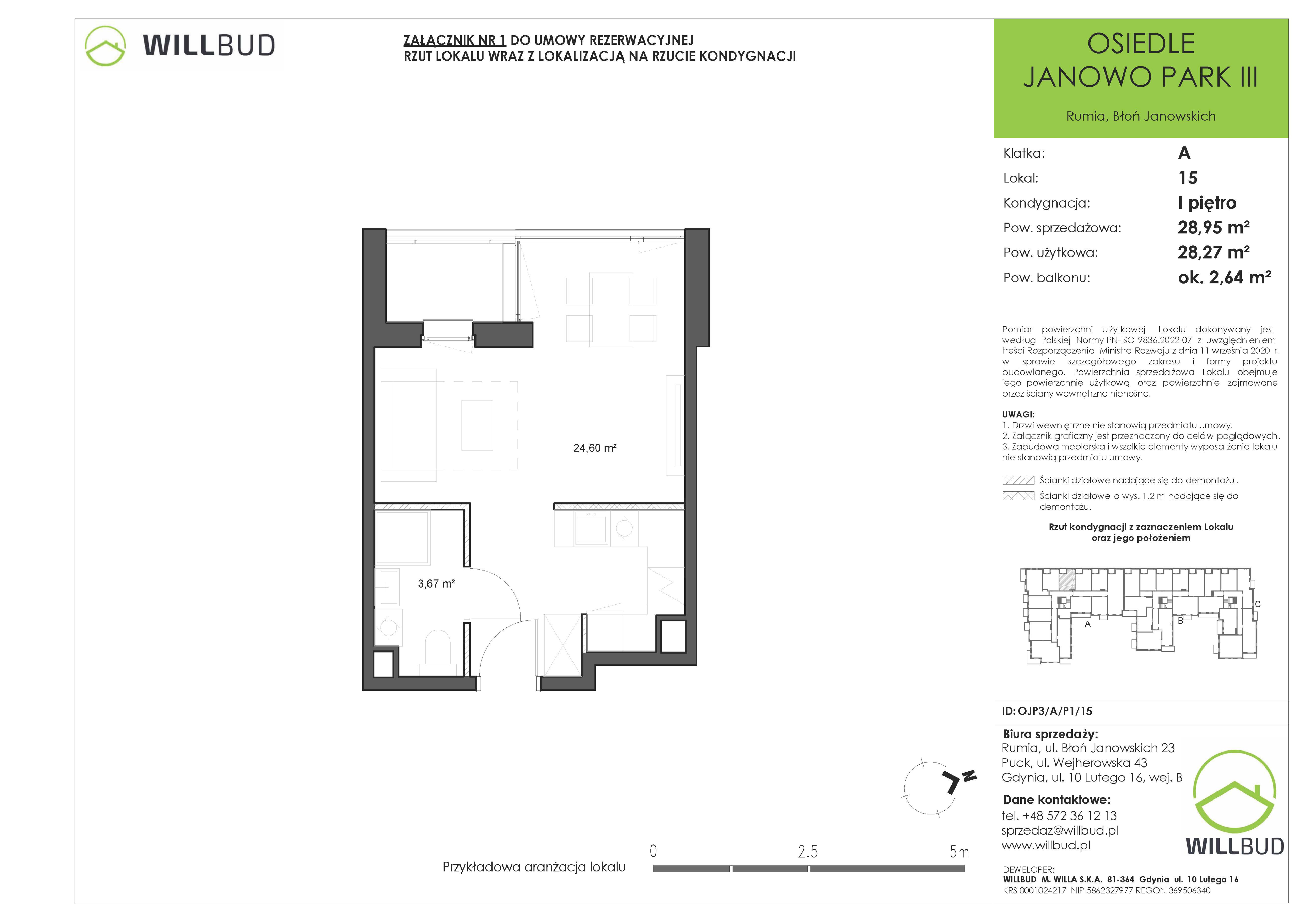 Mieszkanie 28,95 m², piętro 1, oferta nr OJP3/A/P1/15, Osiedle Janowo Park III, Rumia, Janowo,  ul. Błoń Janowskich-idx