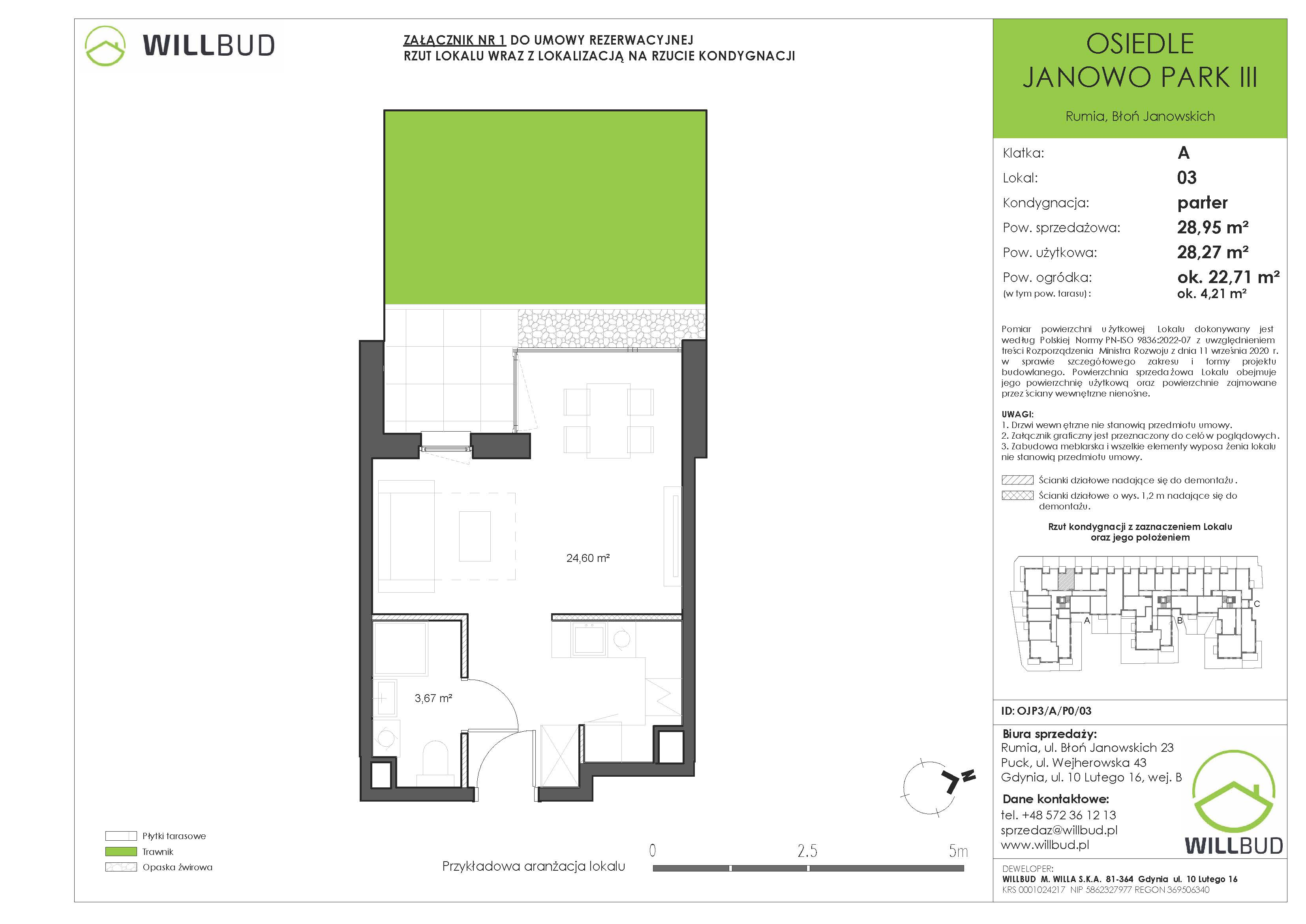 Mieszkanie 28,95 m², parter, oferta nr OJP3/A/P0/03, Osiedle Janowo Park III, Rumia, Janowo,  ul. Błoń Janowskich-idx