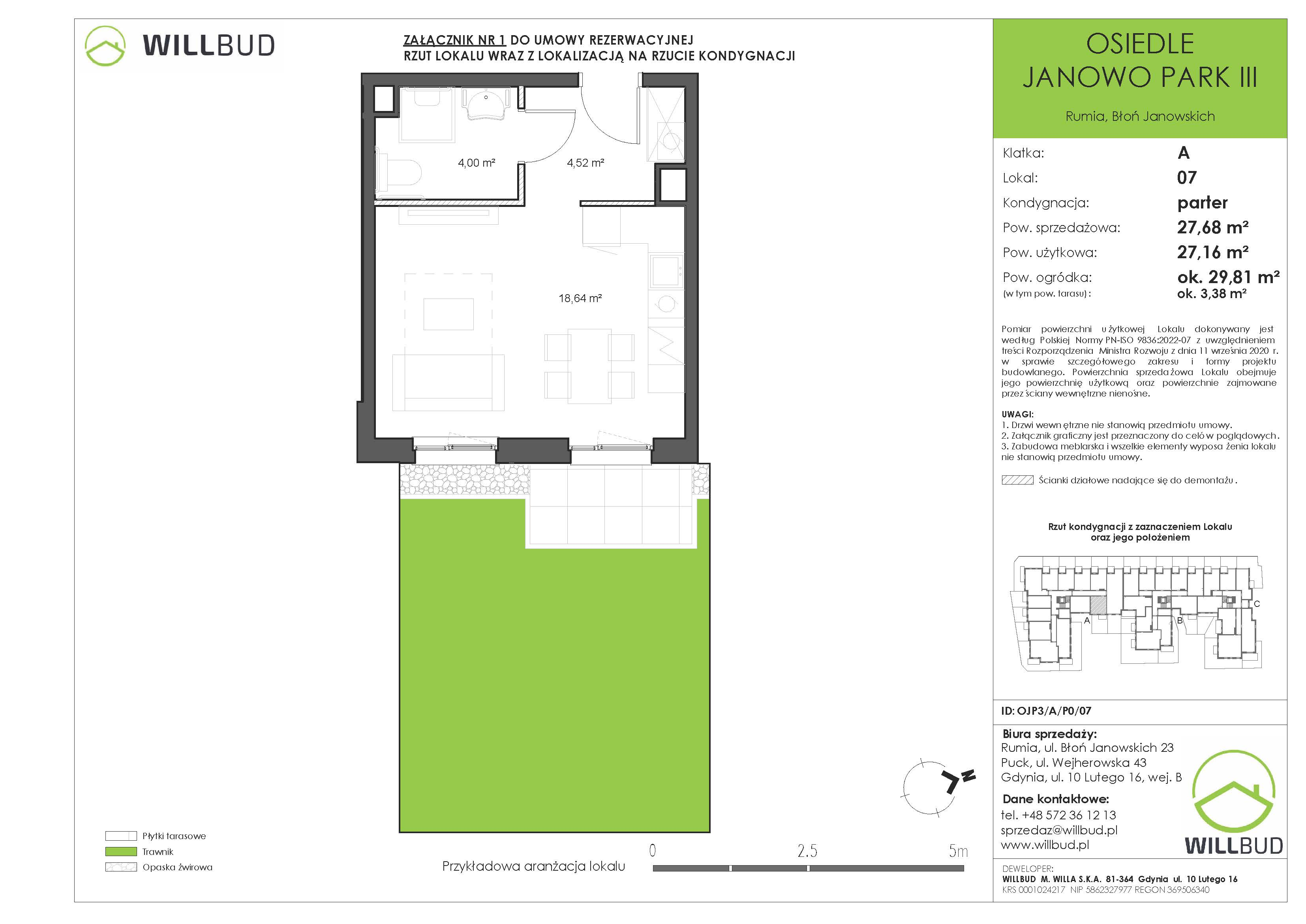 Mieszkanie 27,68 m², parter, oferta nr OJP3/A/P0/07, Osiedle Janowo Park III, Rumia, Janowo,  ul. Błoń Janowskich-idx