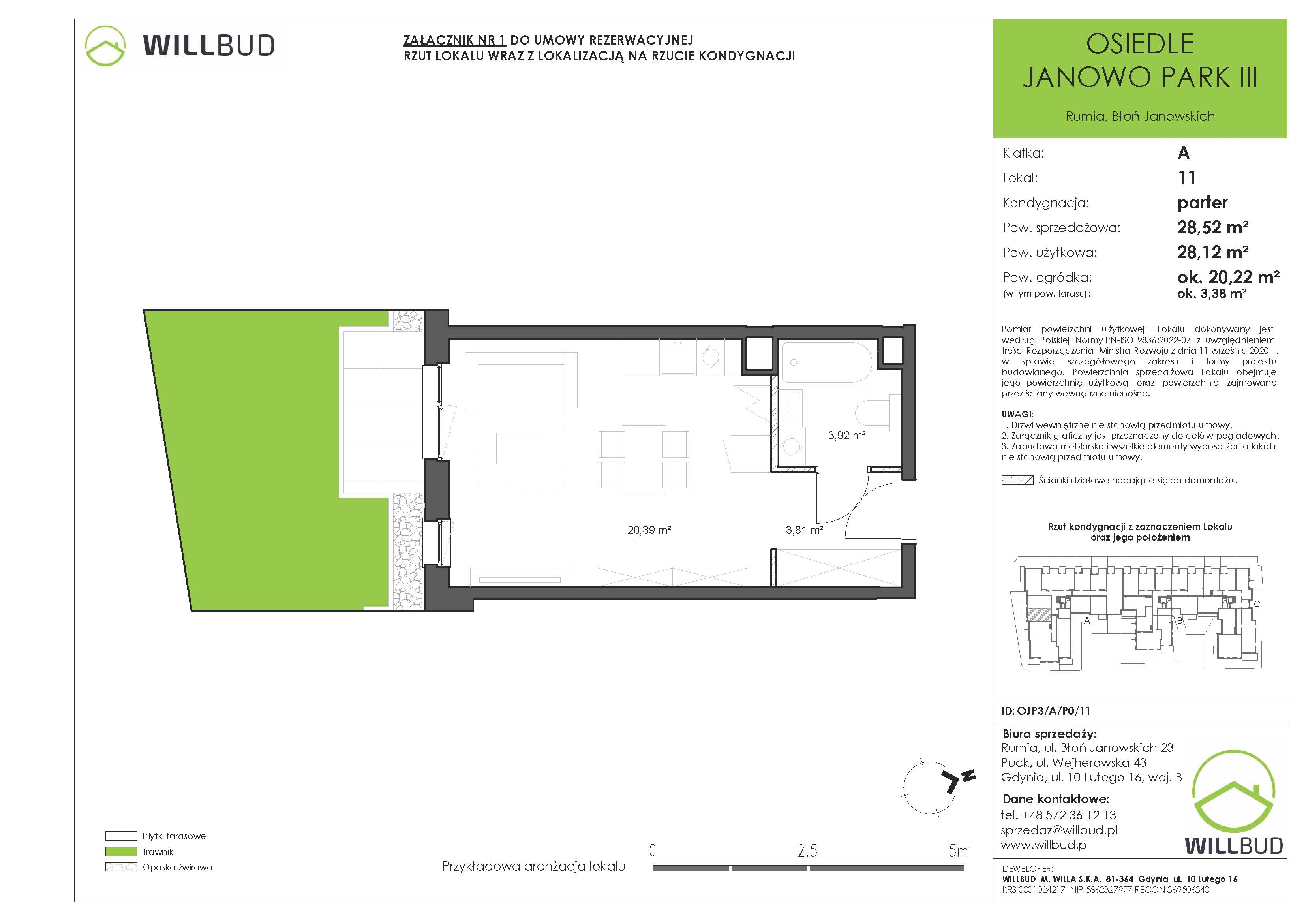 Mieszkanie 28,52 m², parter, oferta nr OJP3/A/P0/11, Osiedle Janowo Park III, Rumia, Janowo,  ul. Błoń Janowskich-idx