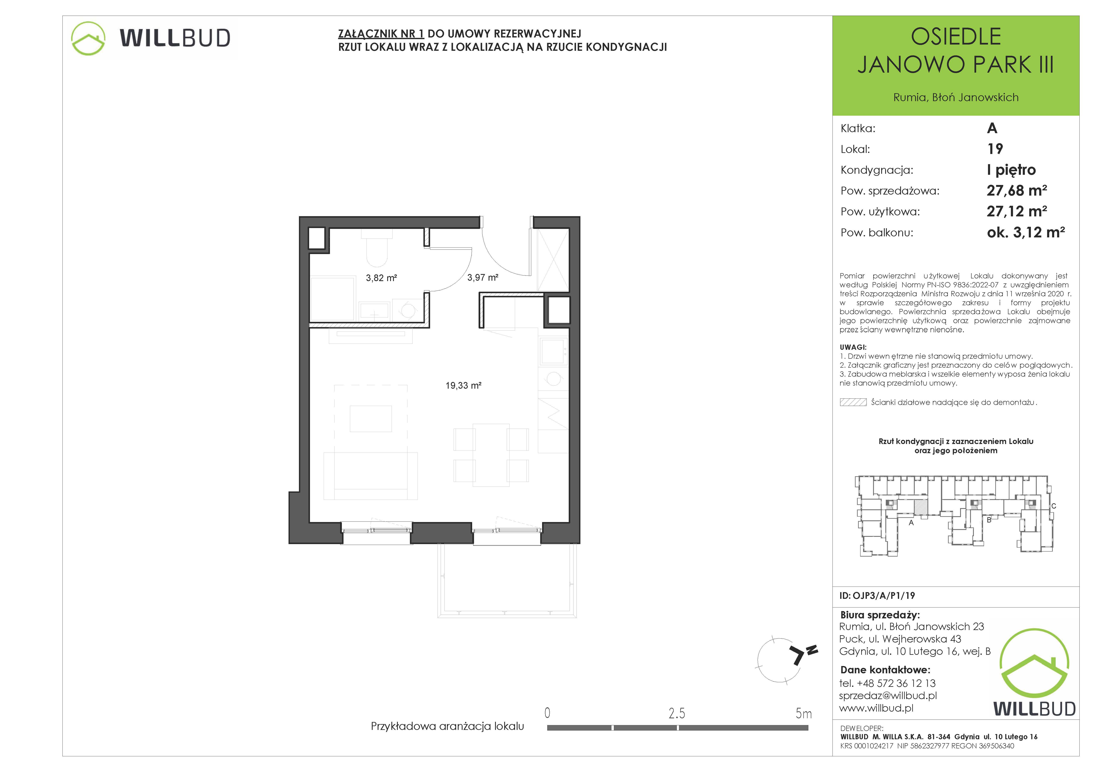 Mieszkanie 27,68 m², piętro 1, oferta nr OJP3/A/P1/19, Osiedle Janowo Park III, Rumia, Janowo,  ul. Błoń Janowskich-idx