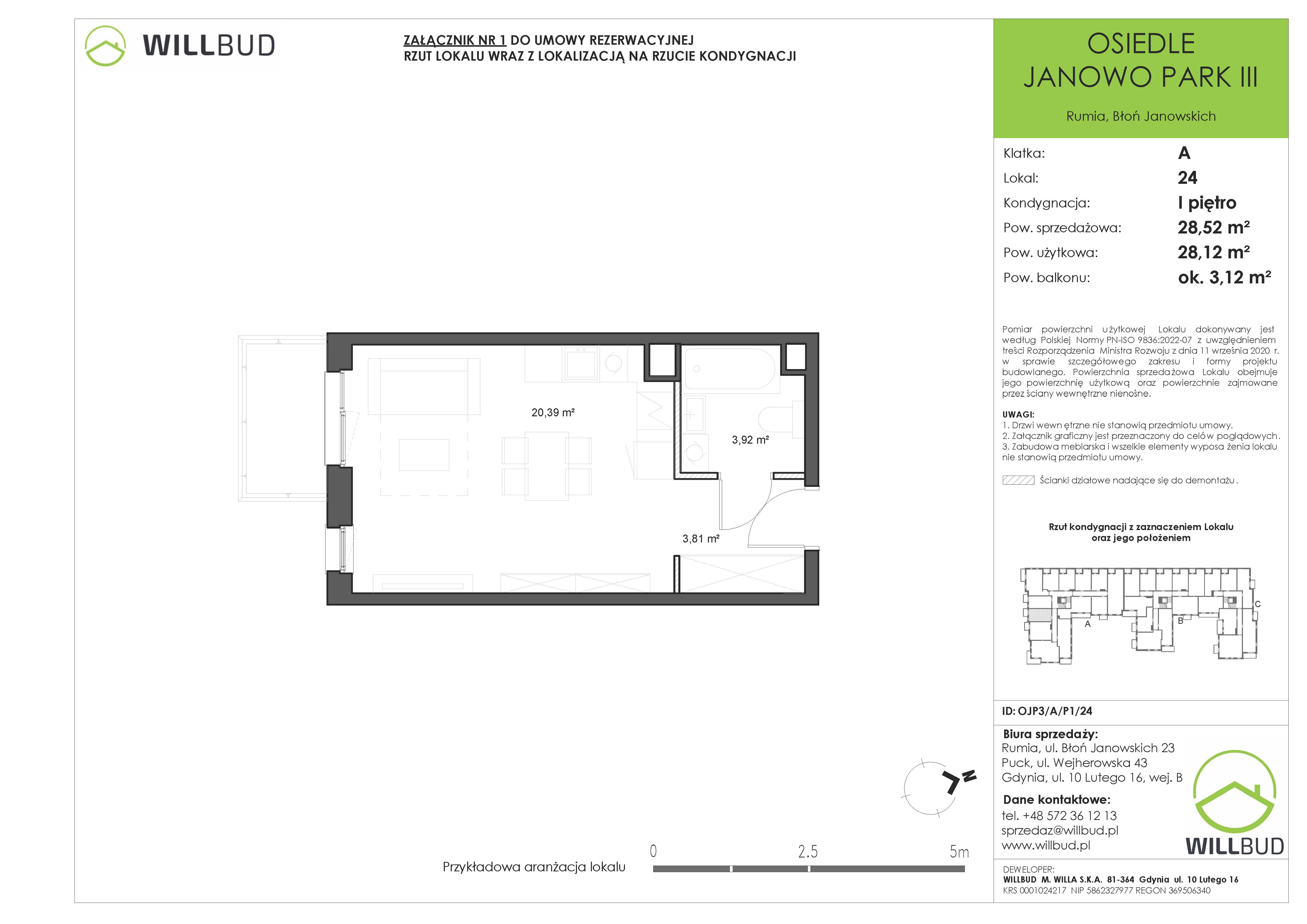 Mieszkanie 28,52 m², piętro 1, oferta nr OJP3/A/P1/24, Osiedle Janowo Park III, Rumia, Janowo,  ul. Błoń Janowskich-idx