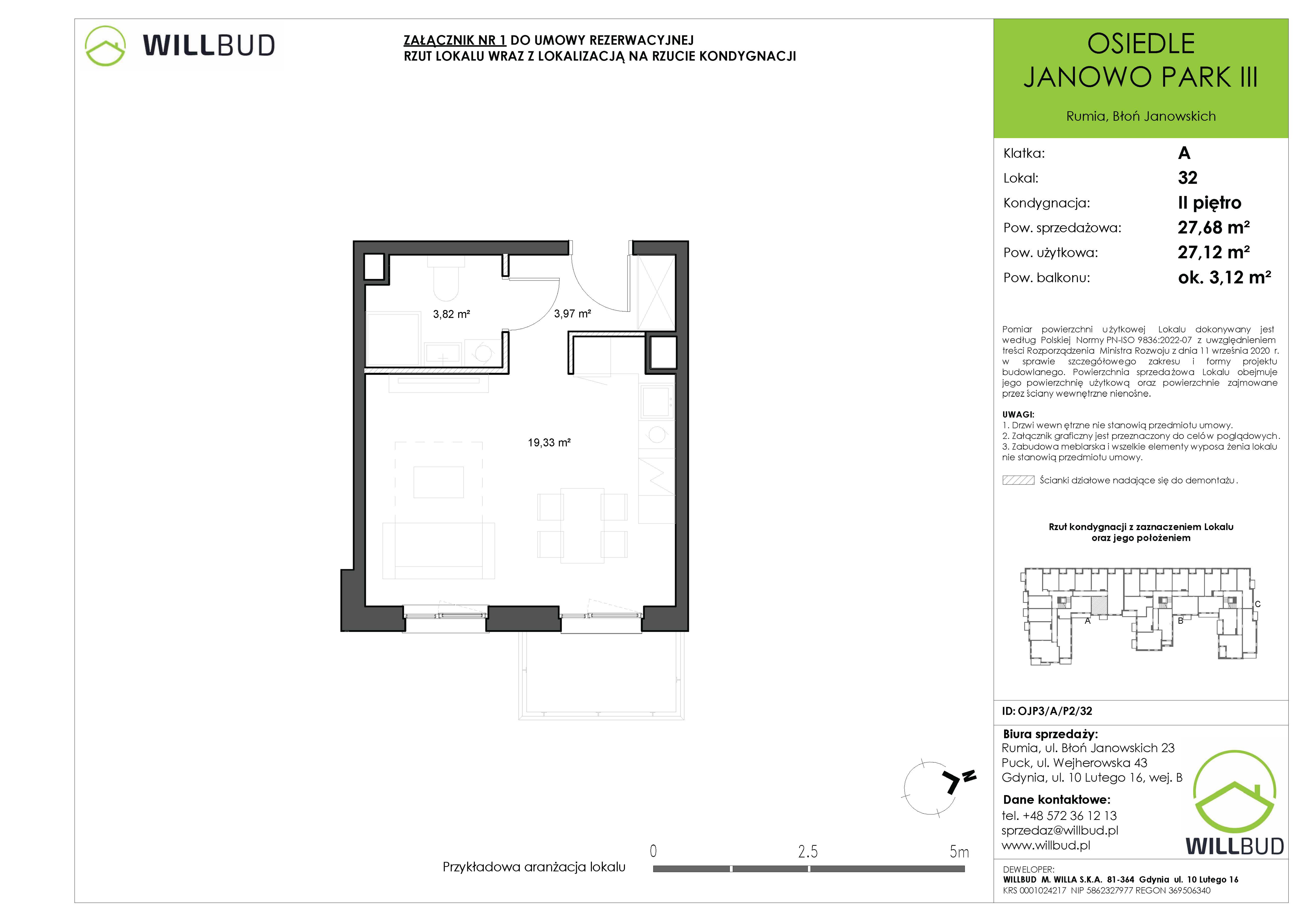 Mieszkanie 27,68 m², piętro 2, oferta nr OJP3/A/P2/32, Osiedle Janowo Park III, Rumia, Janowo,  ul. Błoń Janowskich-idx