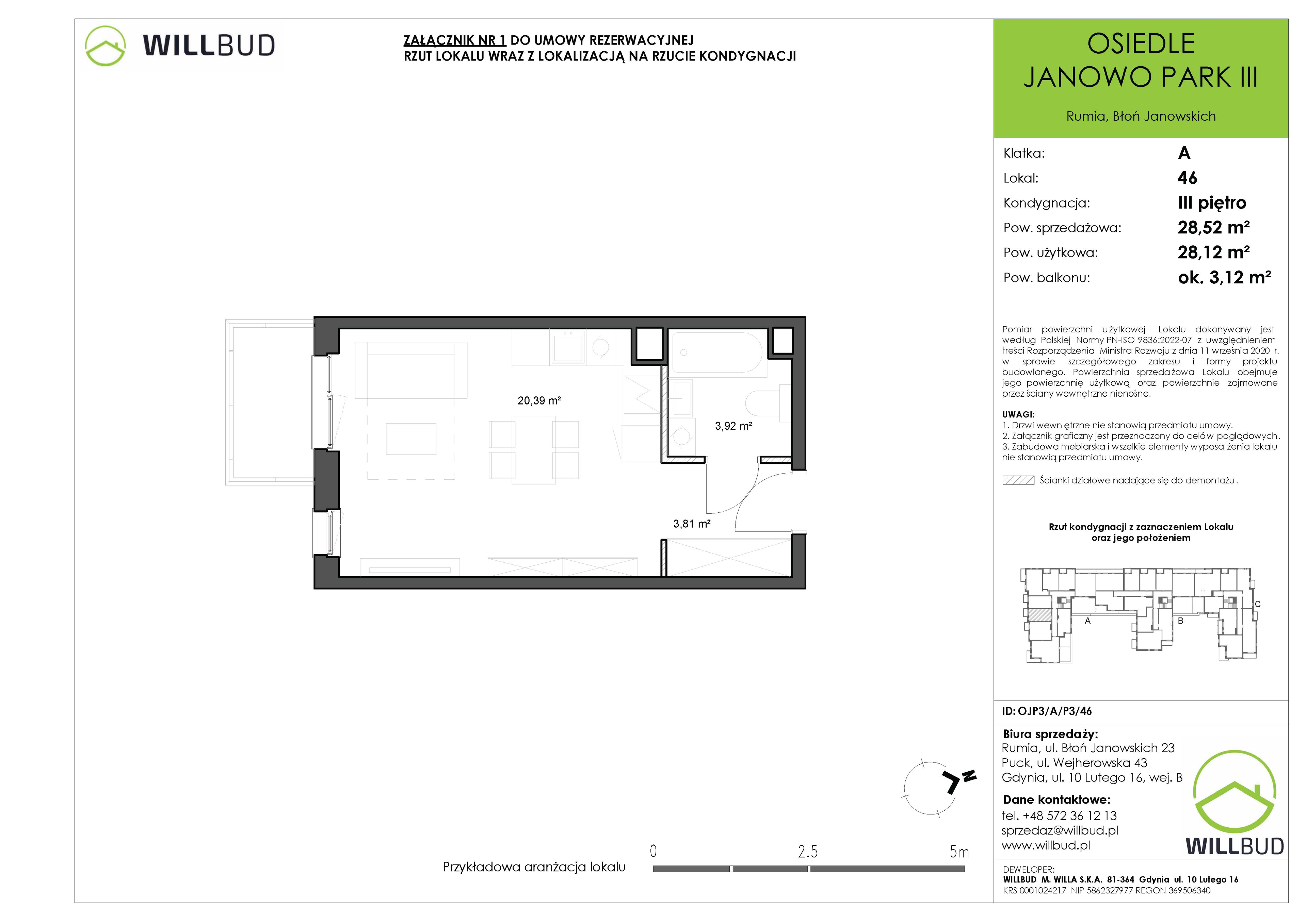 Mieszkanie 28,52 m², piętro 3, oferta nr OJP3/A/P3/46, Osiedle Janowo Park III, Rumia, Janowo,  ul. Błoń Janowskich-idx