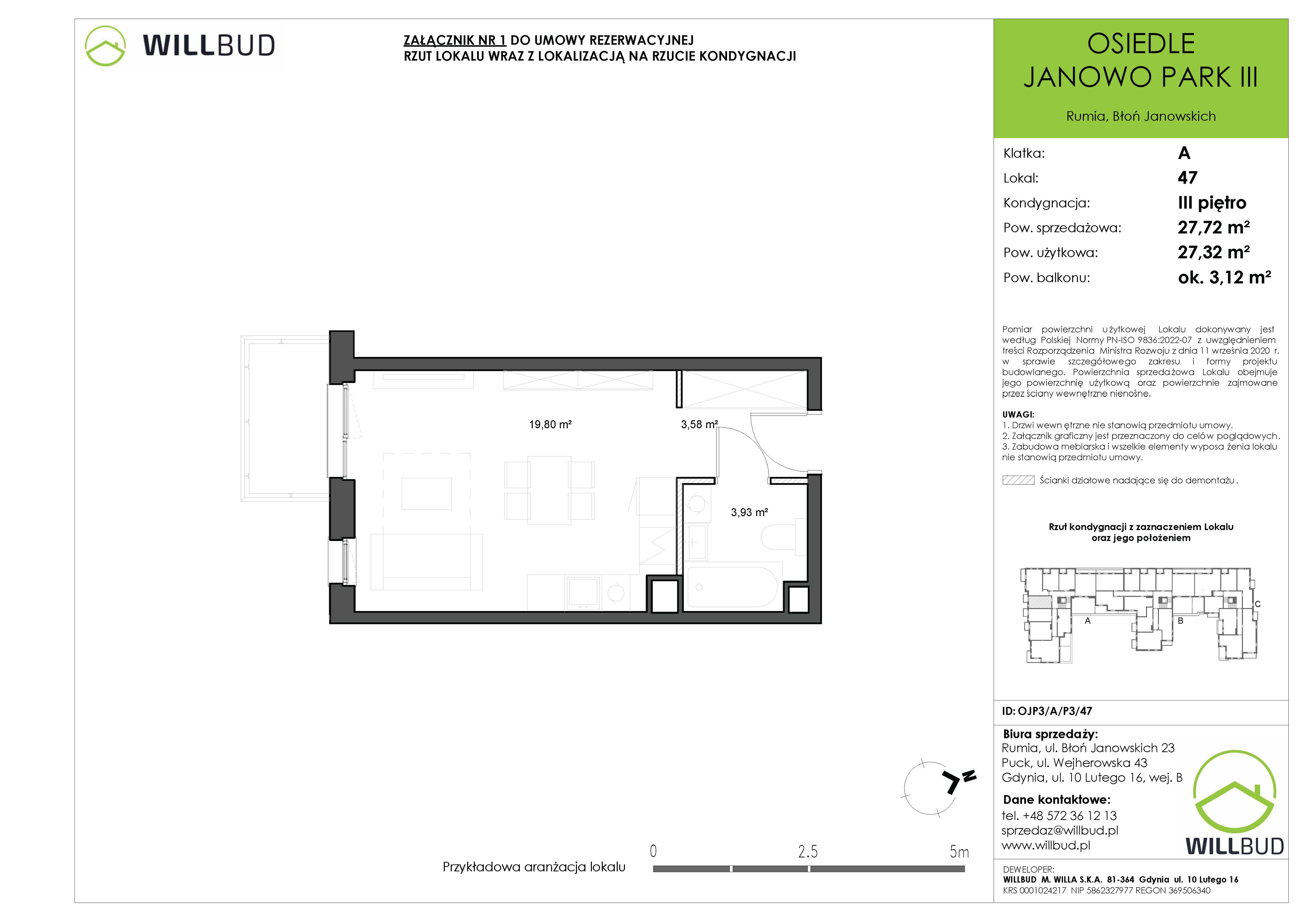 Mieszkanie 27,72 m², piętro 3, oferta nr OJP3/A/P3/47, Osiedle Janowo Park III, Rumia, Janowo,  ul. Błoń Janowskich-idx