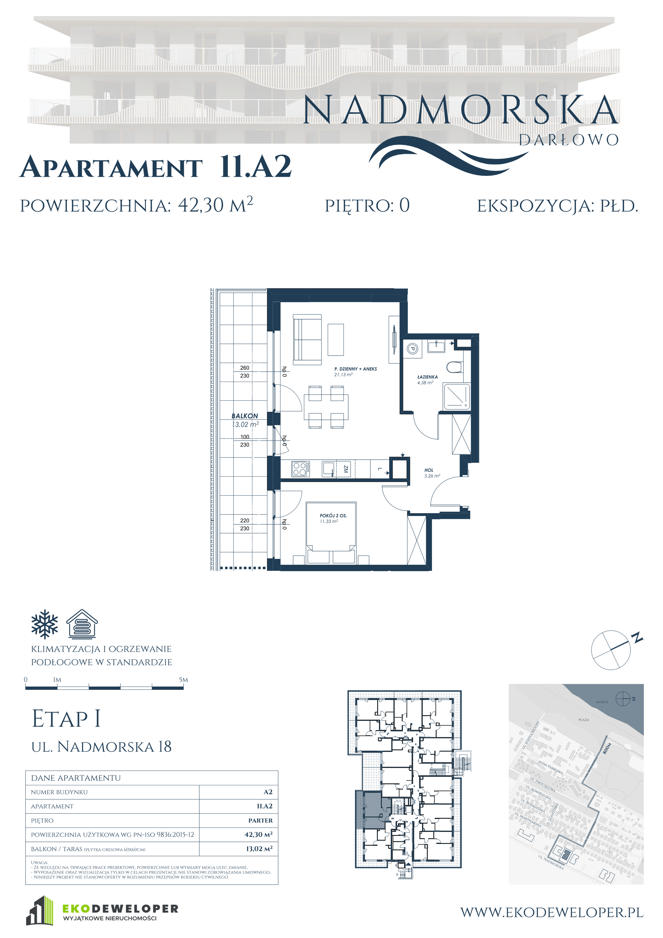 Apartament 42,30 m², parter, oferta nr 11_A2, Nadmorska Darłowo, Darłowo, ul. Nadmorska 18-idx