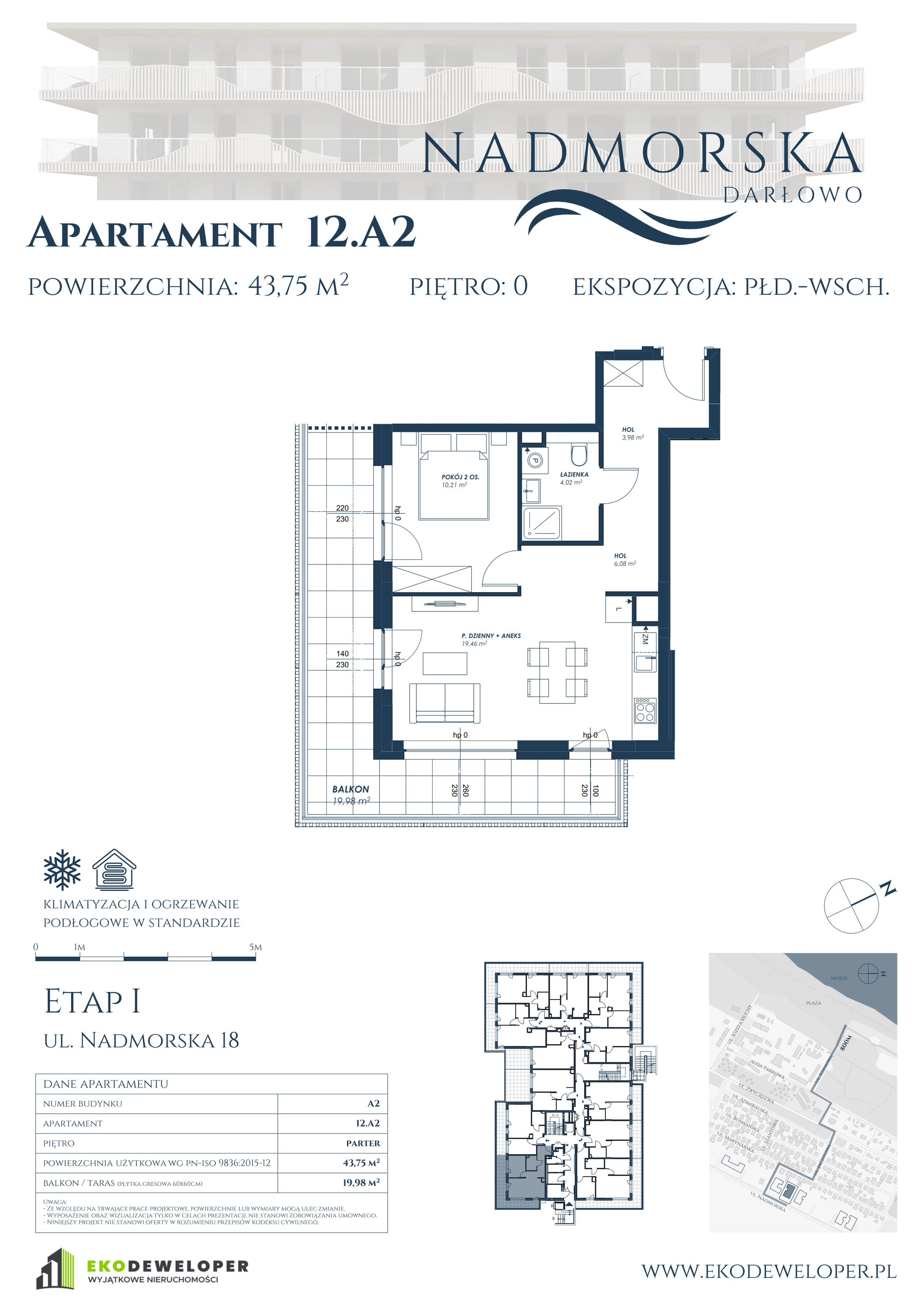 Apartament 43,75 m², parter, oferta nr 12_A2, Nadmorska Darłowo, Darłowo, ul. Nadmorska 18-idx