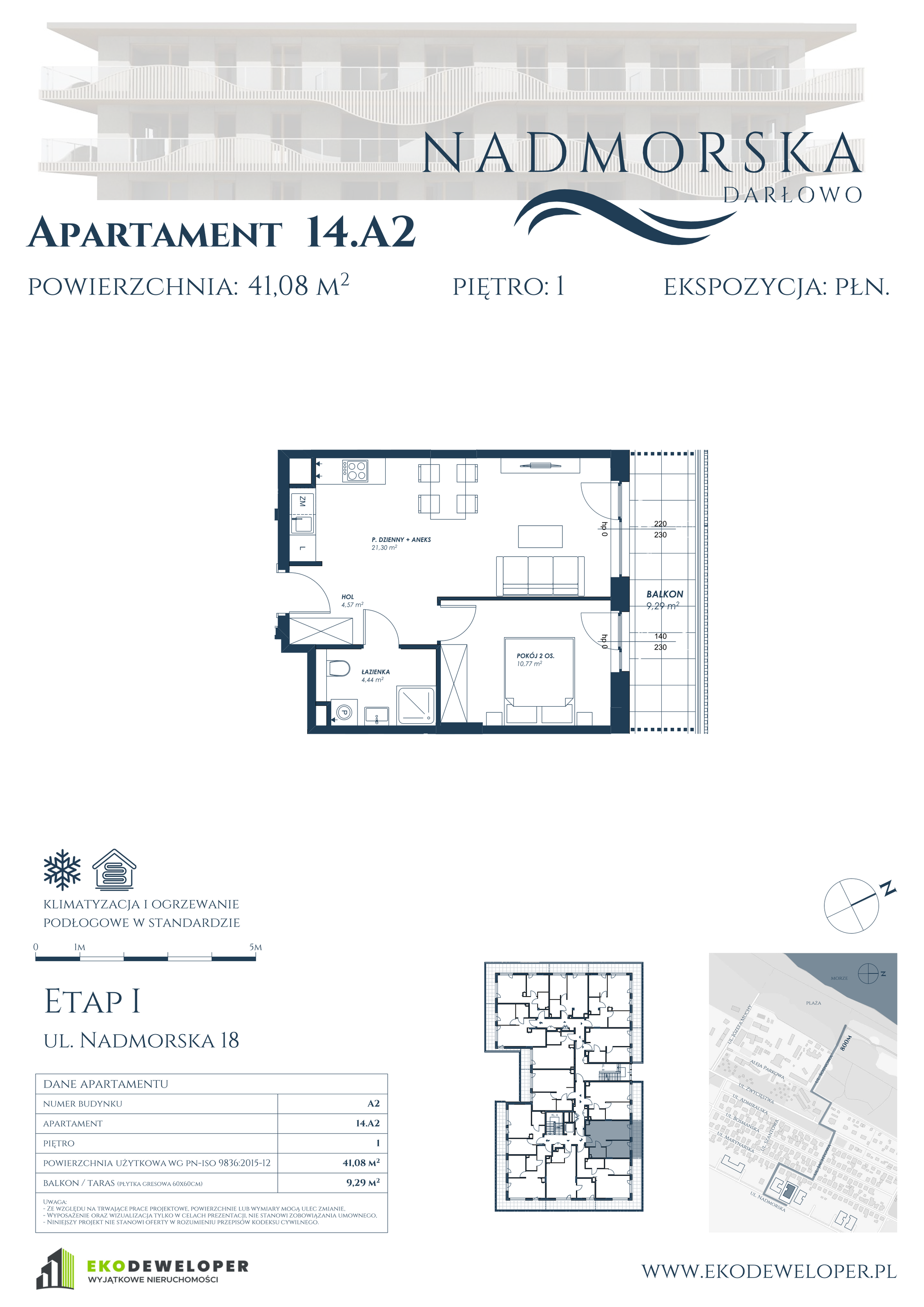 Apartament 41,08 m², piętro 1, oferta nr 14_A2, Nadmorska Darłowo, Darłowo, ul. Nadmorska 18-idx