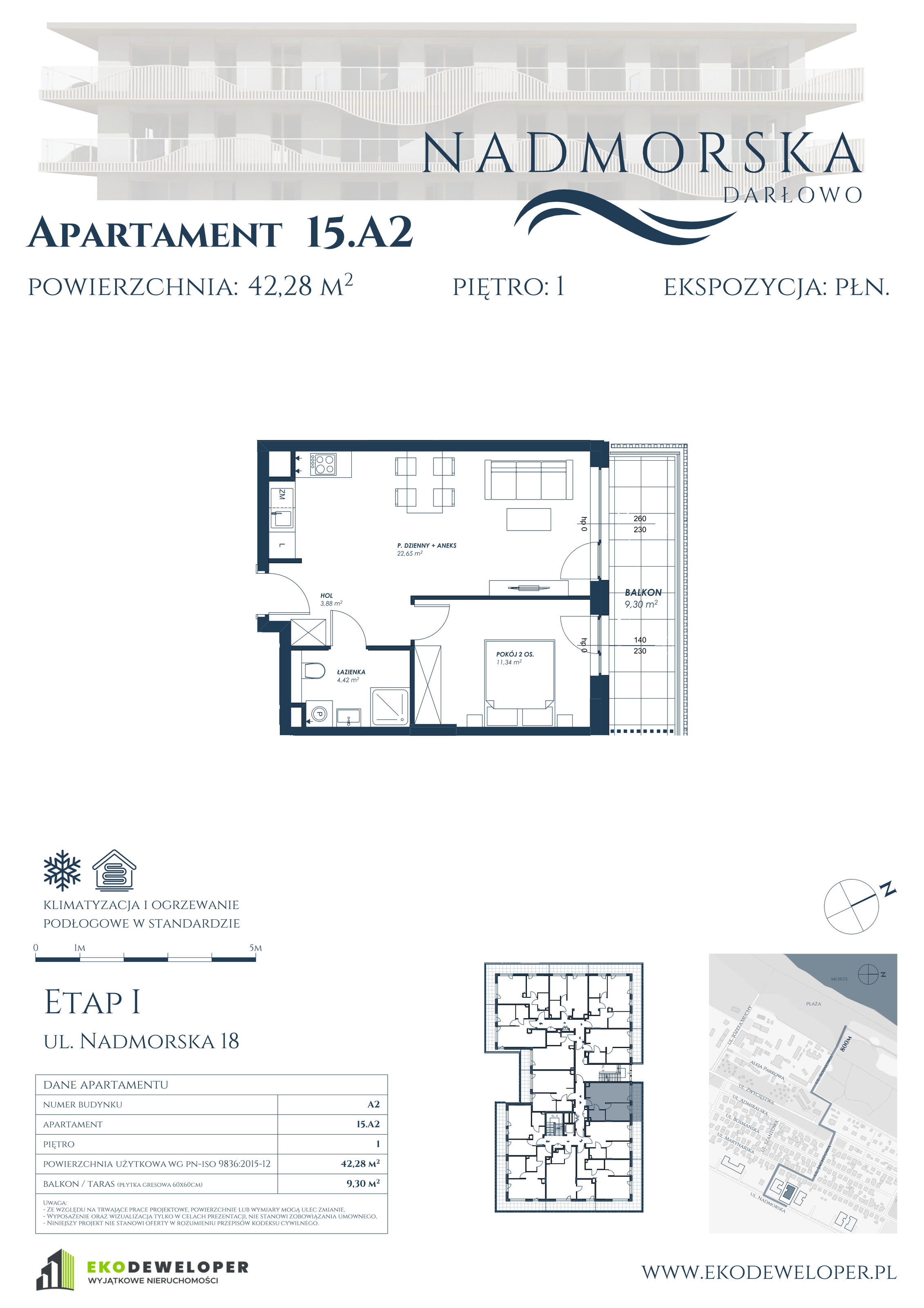 Apartament 42,28 m², piętro 1, oferta nr 15_A2, Nadmorska Darłowo, Darłowo, ul. Nadmorska 18-idx