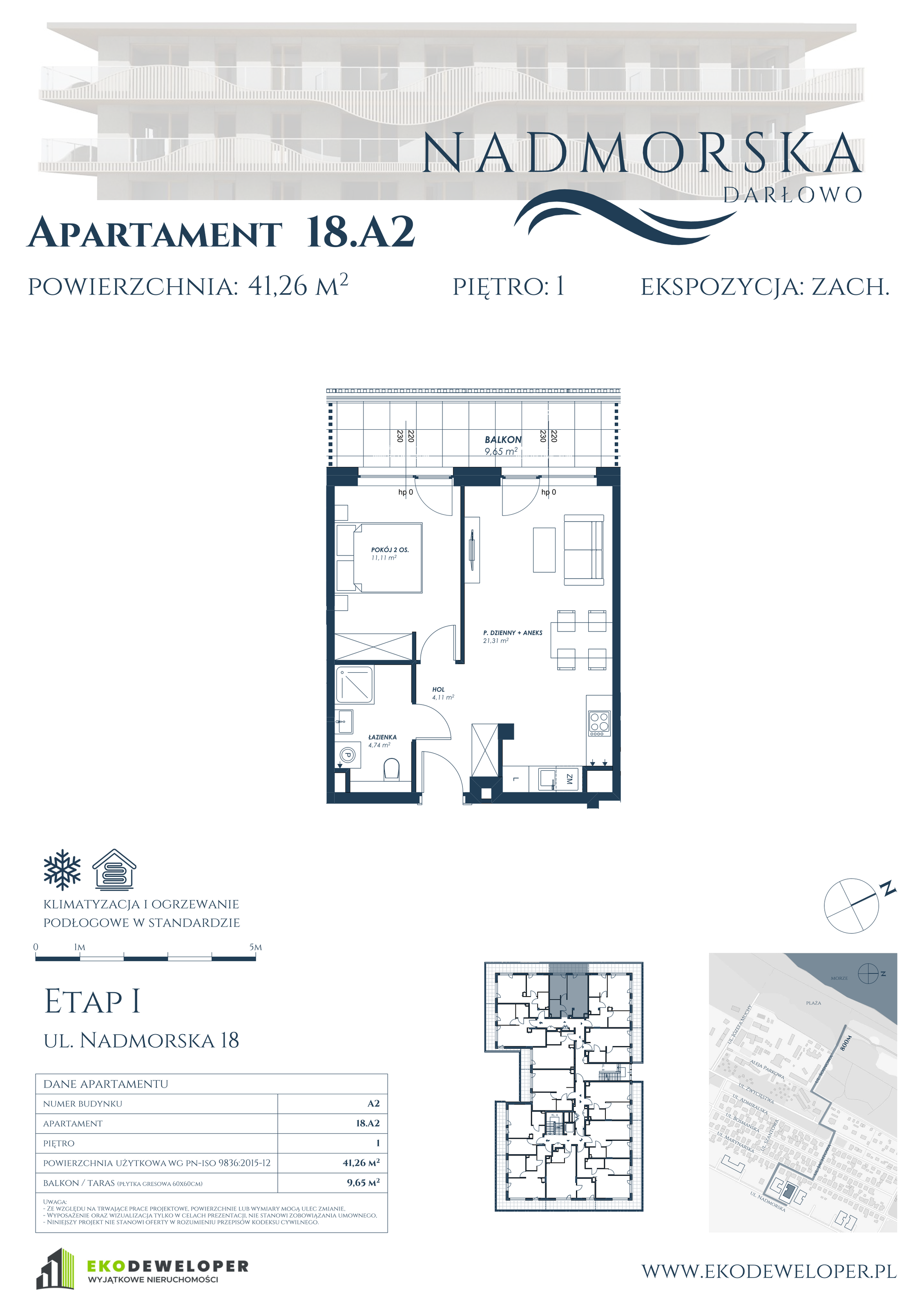 Apartament 41,26 m², piętro 1, oferta nr 18_A2, Nadmorska Darłowo, Darłowo, ul. Nadmorska 18-idx