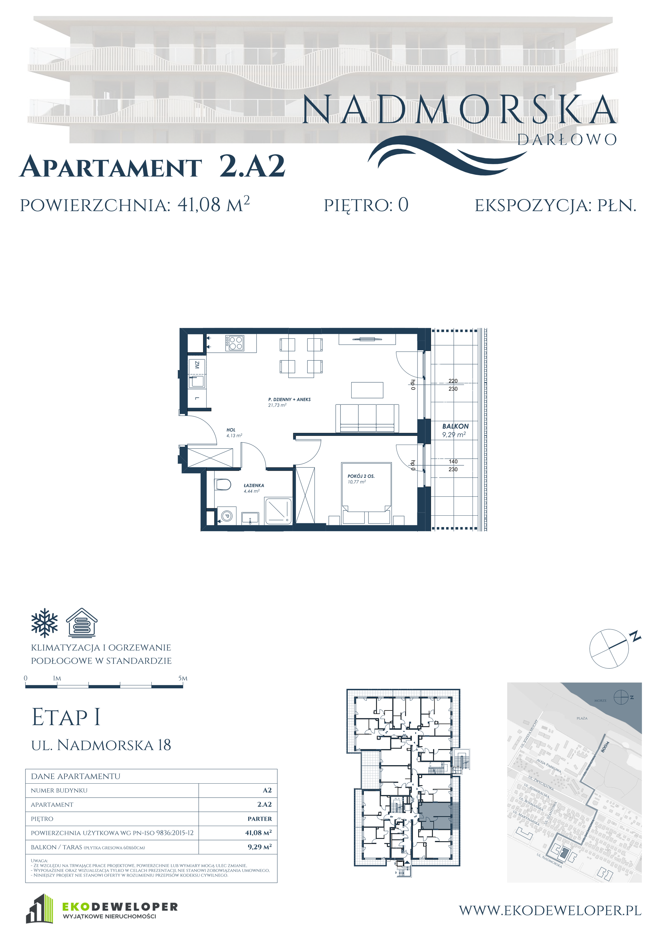 Apartament 41,08 m², parter, oferta nr 2_A2, Nadmorska Darłowo, Darłowo, ul. Nadmorska 18-idx