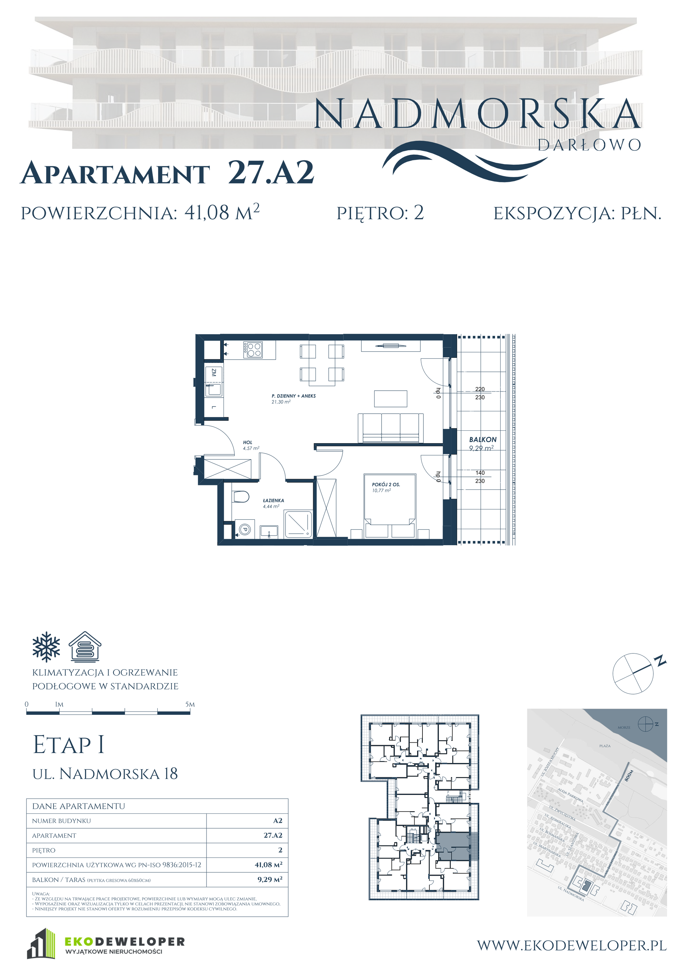 Apartament 41,08 m², piętro 2, oferta nr 27_A2, Nadmorska Darłowo, Darłowo, ul. Nadmorska 18-idx