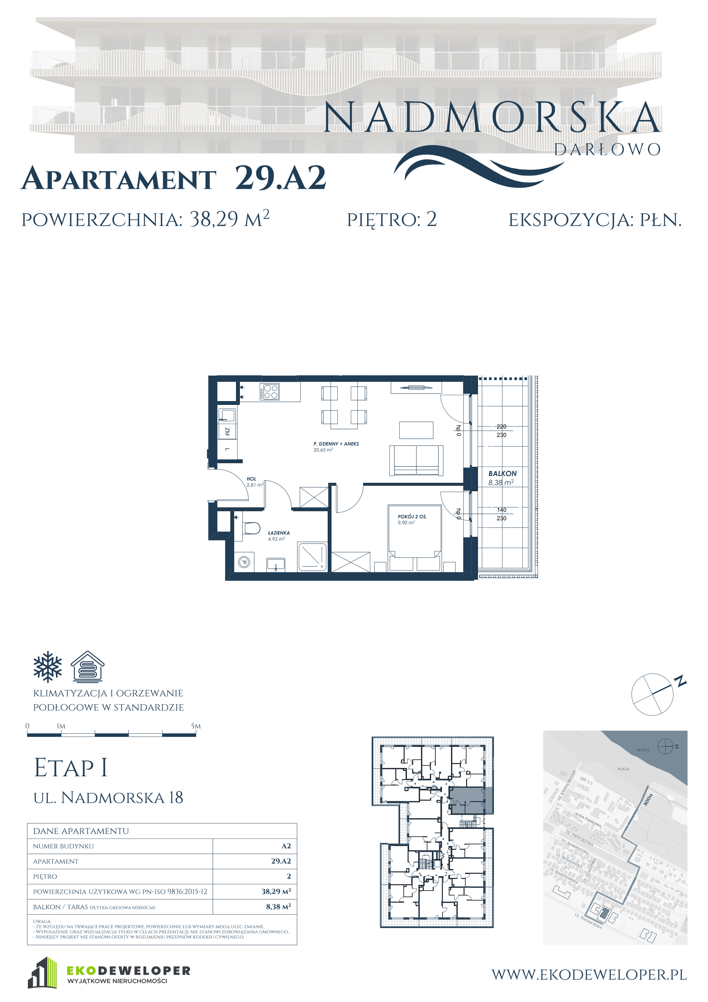 Apartament 38,29 m², piętro 2, oferta nr 29_A2, Nadmorska Darłowo, Darłowo, ul. Nadmorska 18-idx