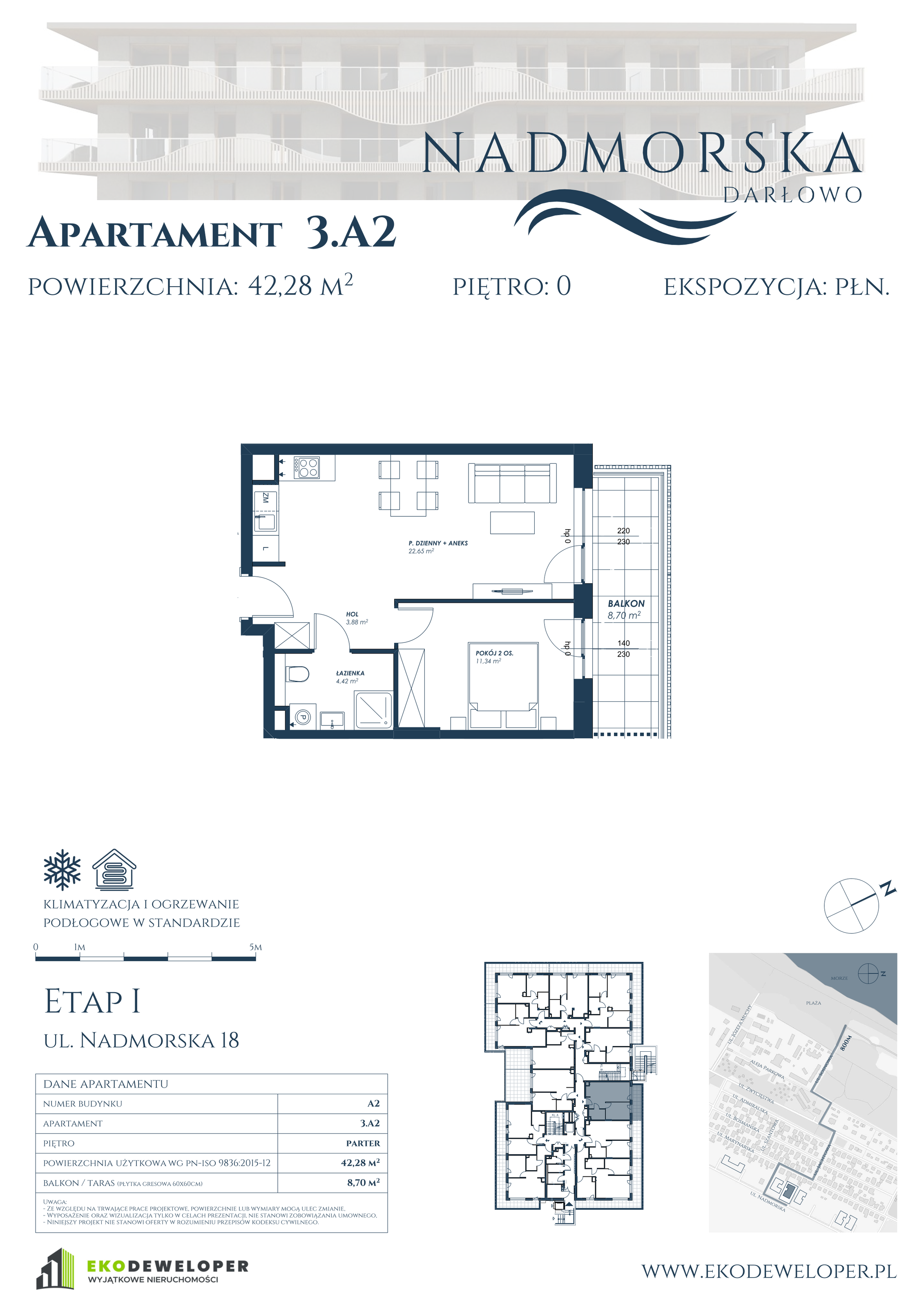 Apartament 42,28 m², parter, oferta nr 3_A2, Nadmorska Darłowo, Darłowo, ul. Nadmorska 18-idx