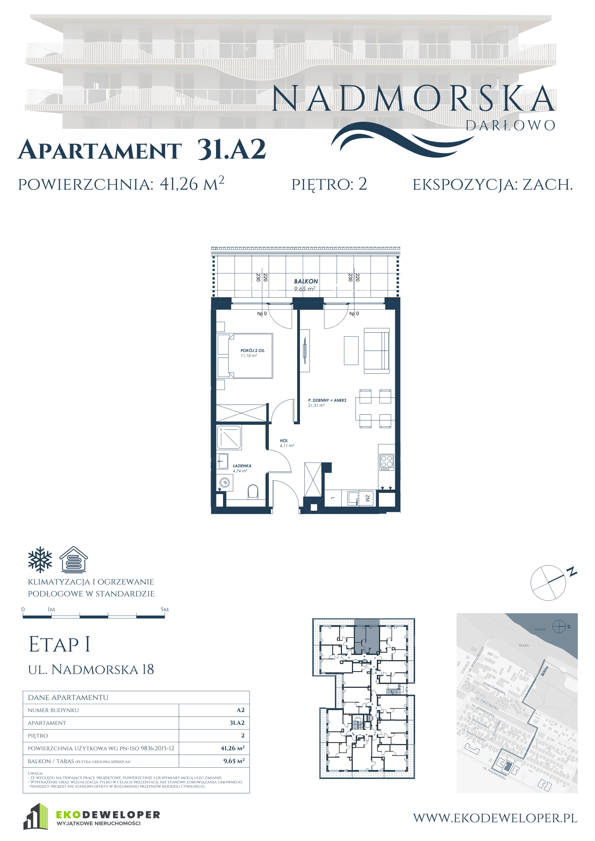 Apartament 41,26 m², piętro 2, oferta nr 31_A2, Nadmorska Darłowo, Darłowo, ul. Nadmorska 18-idx