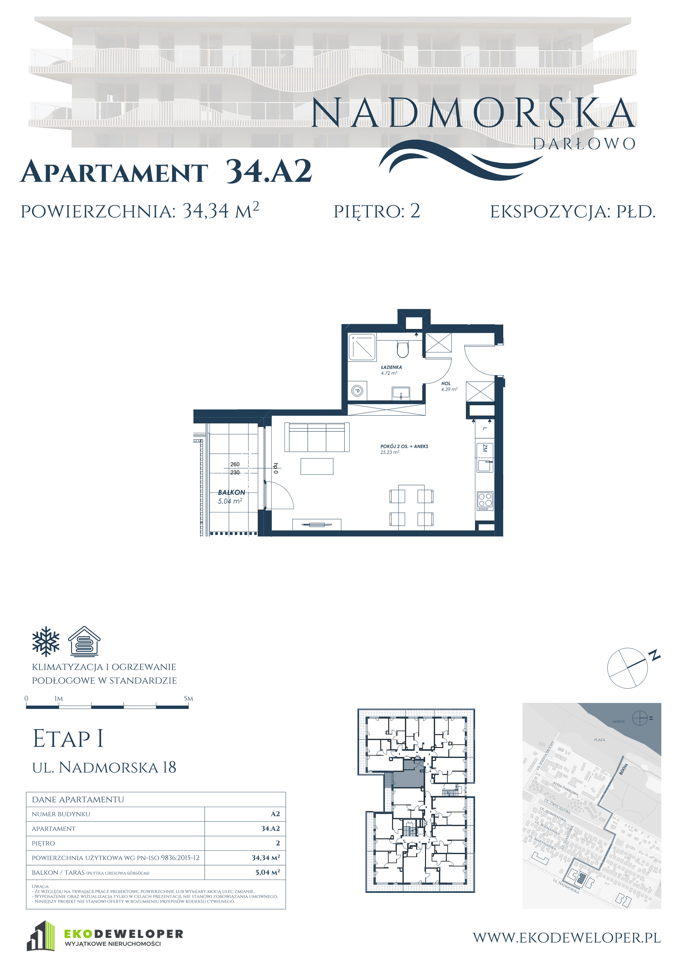 Apartament 34,34 m², piętro 2, oferta nr 34_A2, Nadmorska Darłowo, Darłowo, ul. Nadmorska 18-idx