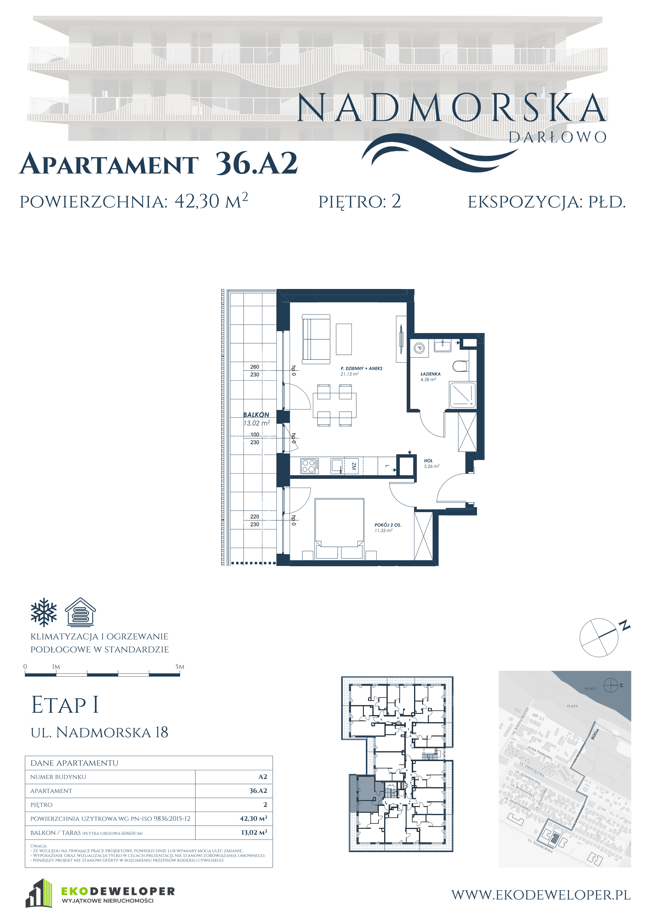 Apartament 42,30 m², piętro 2, oferta nr 36_A2, Nadmorska Darłowo, Darłowo, ul. Nadmorska 18-idx