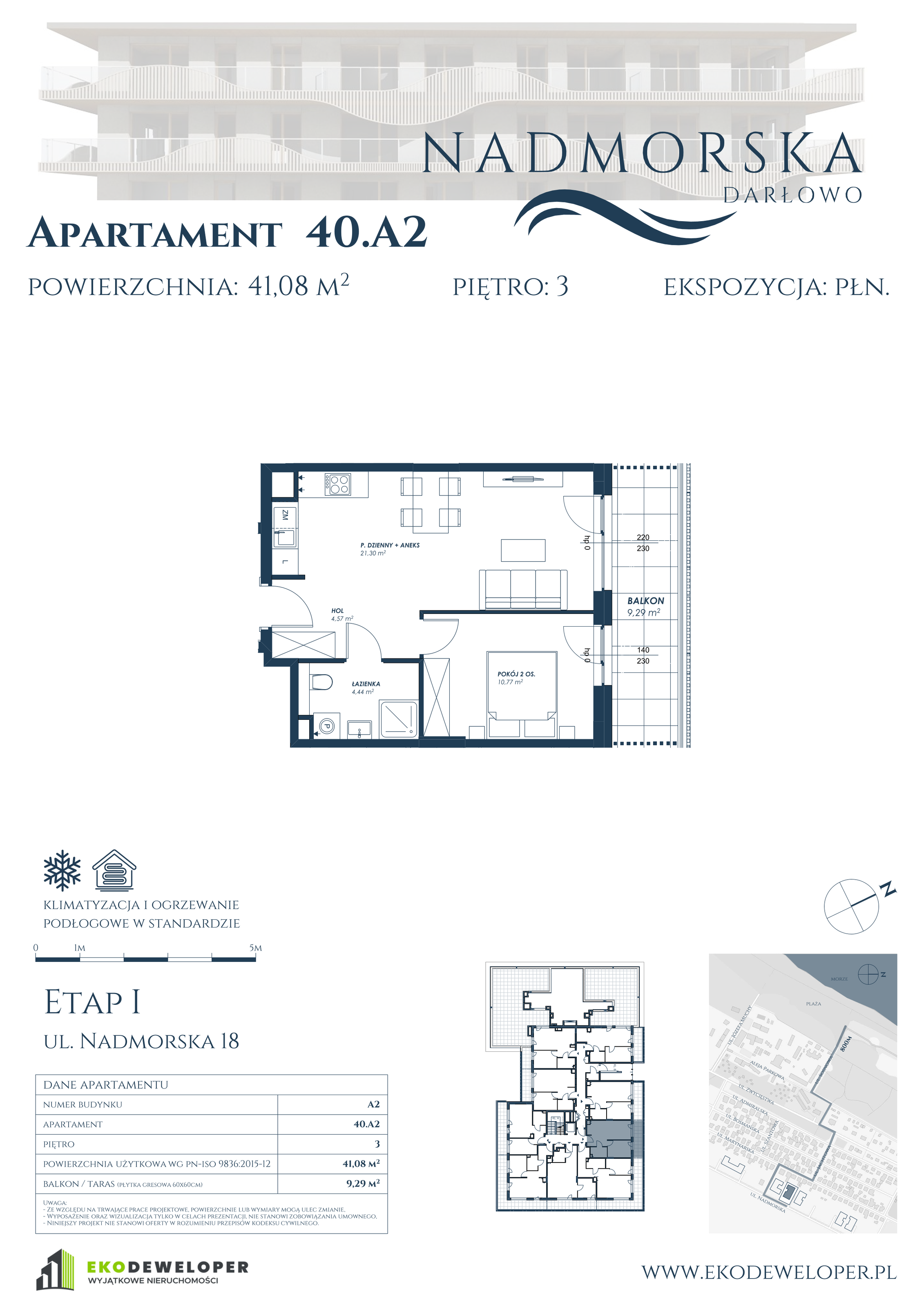 Apartament 41,08 m², piętro 3, oferta nr 40_A2, Nadmorska Darłowo, Darłowo, ul. Nadmorska 18-idx