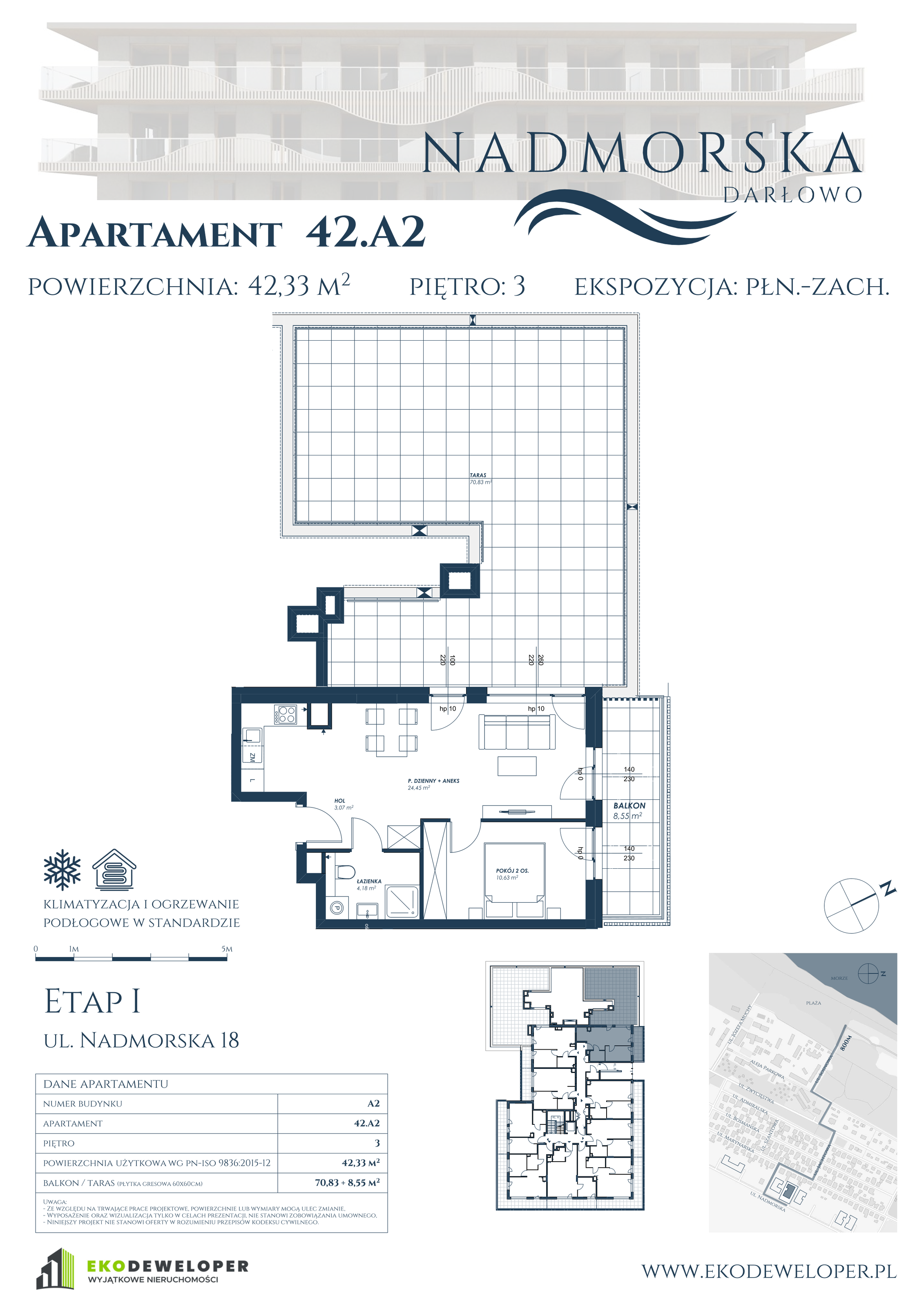 Apartament 42,33 m², piętro 3, oferta nr 42_A2, Nadmorska Darłowo, Darłowo, ul. Nadmorska 18-idx