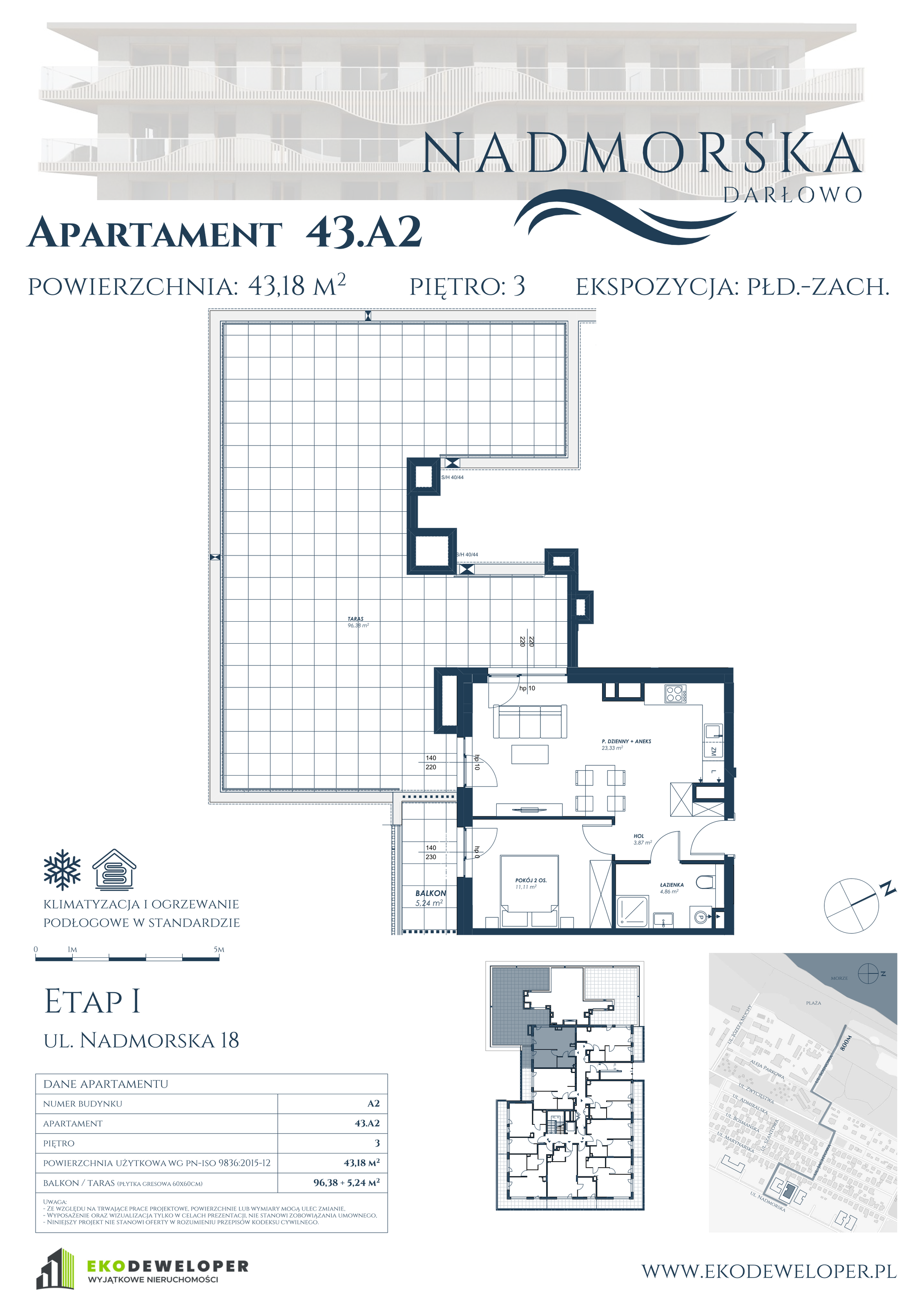 Apartament 43,18 m², piętro 3, oferta nr 43_A2, Nadmorska Darłowo, Darłowo, ul. Nadmorska 18-idx