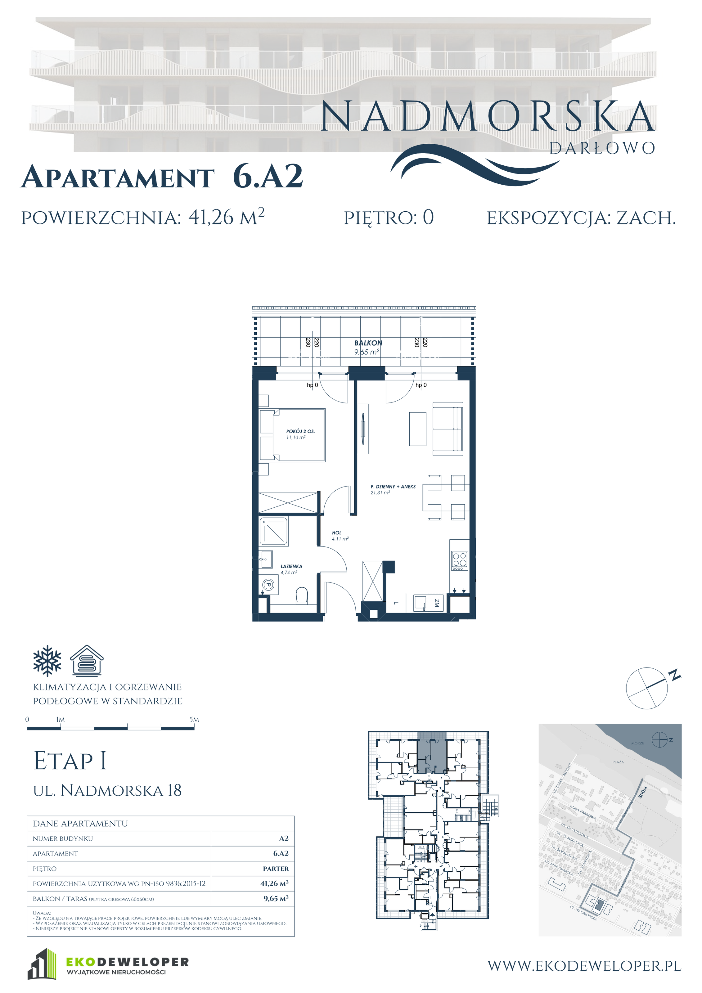 Apartament 41,26 m², parter, oferta nr 6_A2, Nadmorska Darłowo, Darłowo, ul. Nadmorska 18-idx