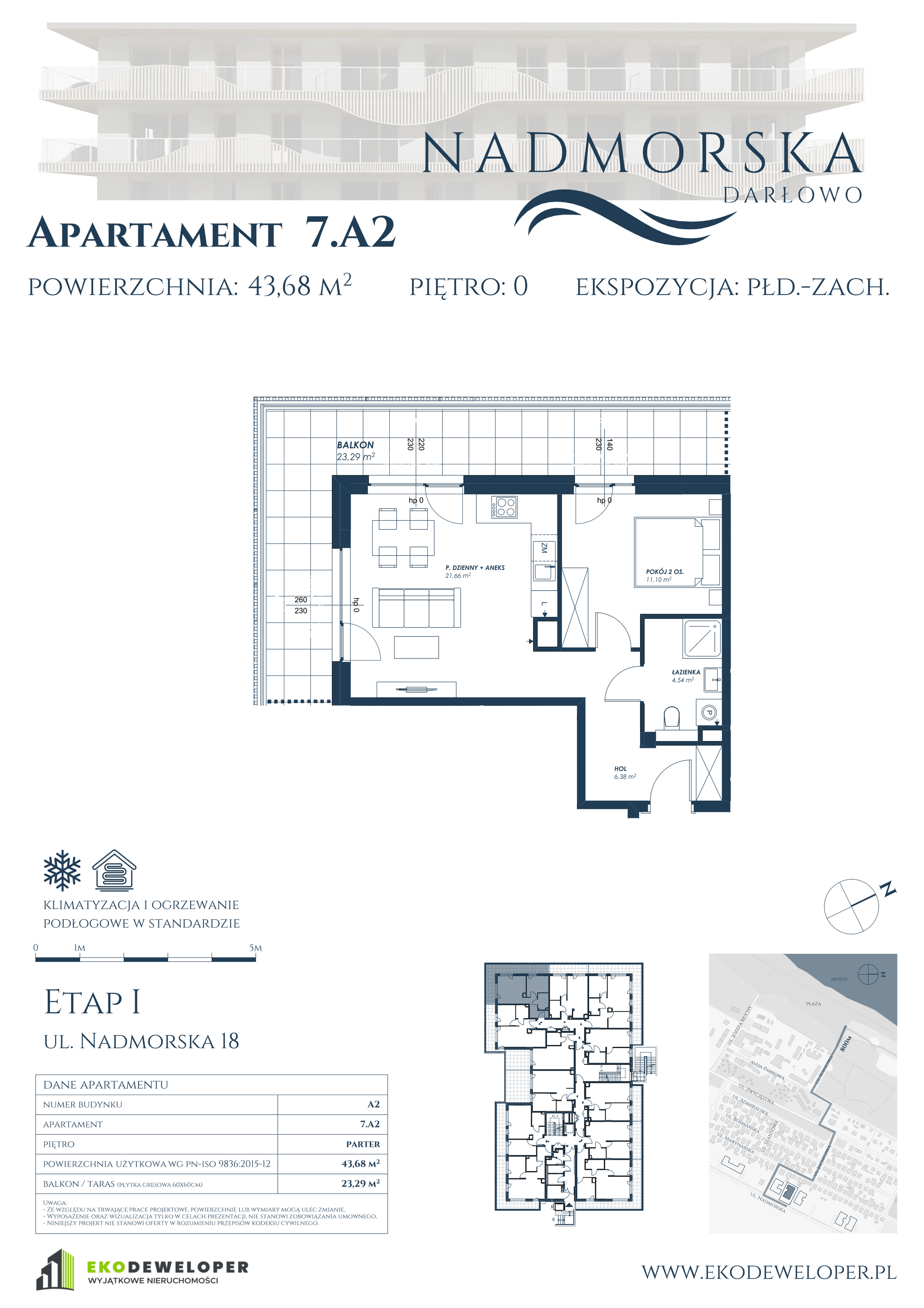 Apartament 43,68 m², parter, oferta nr 7_A2, Nadmorska Darłowo, Darłowo, ul. Nadmorska 18-idx