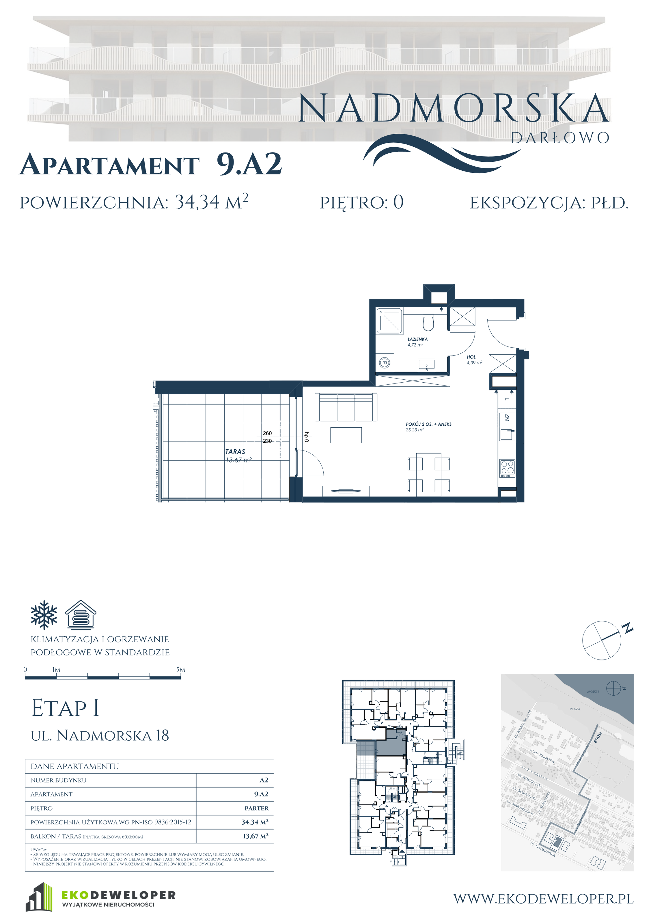 Apartament 34,34 m², parter, oferta nr 9_A1, Nadmorska Darłowo, Darłowo, ul. Nadmorska 18-idx