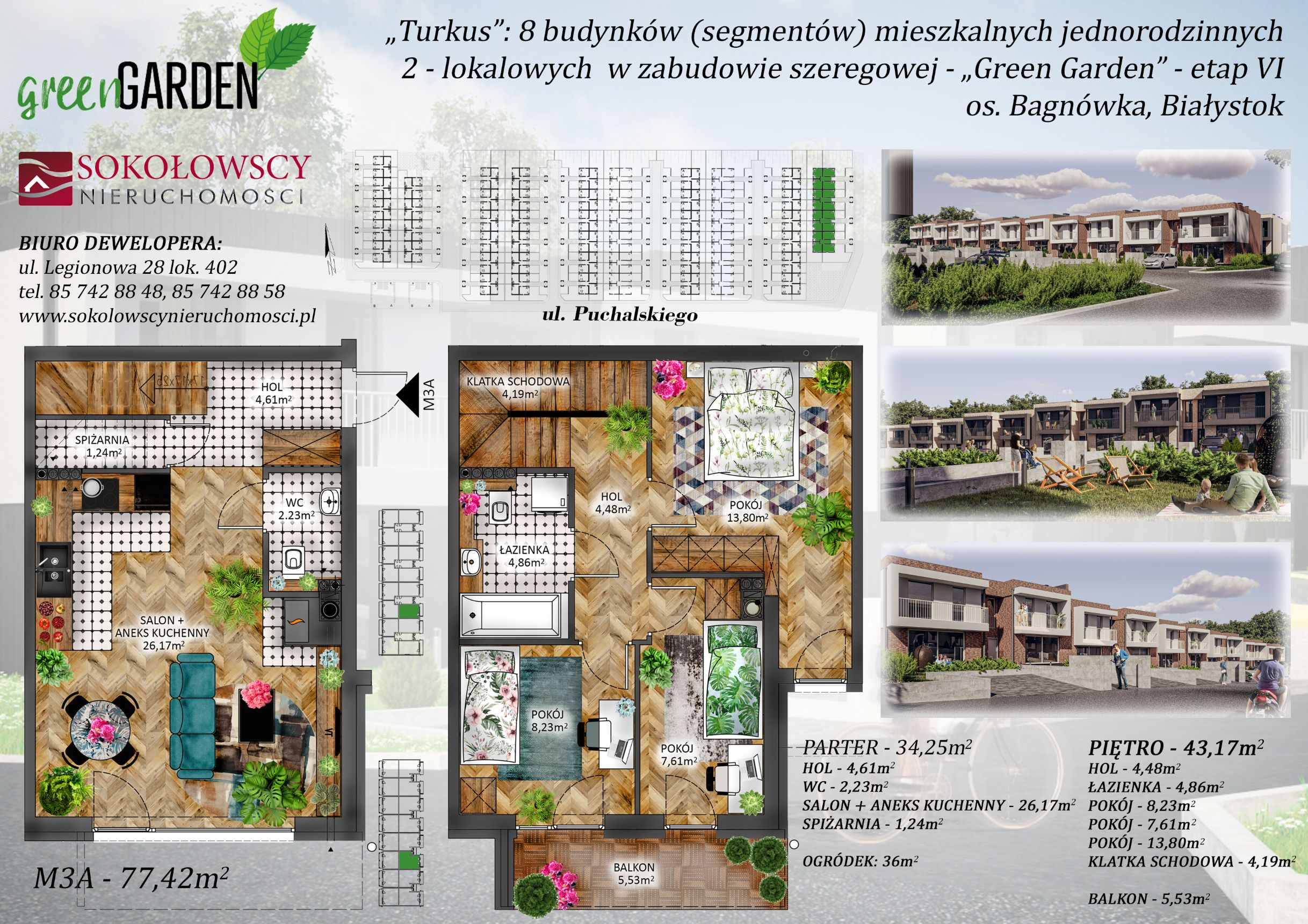 Mieszkanie 77,42 m², parter, oferta nr 3A, Green Garden etap 6, Białystok, Wygoda, Bagnówka, ul. Karola Puchalskiego-idx