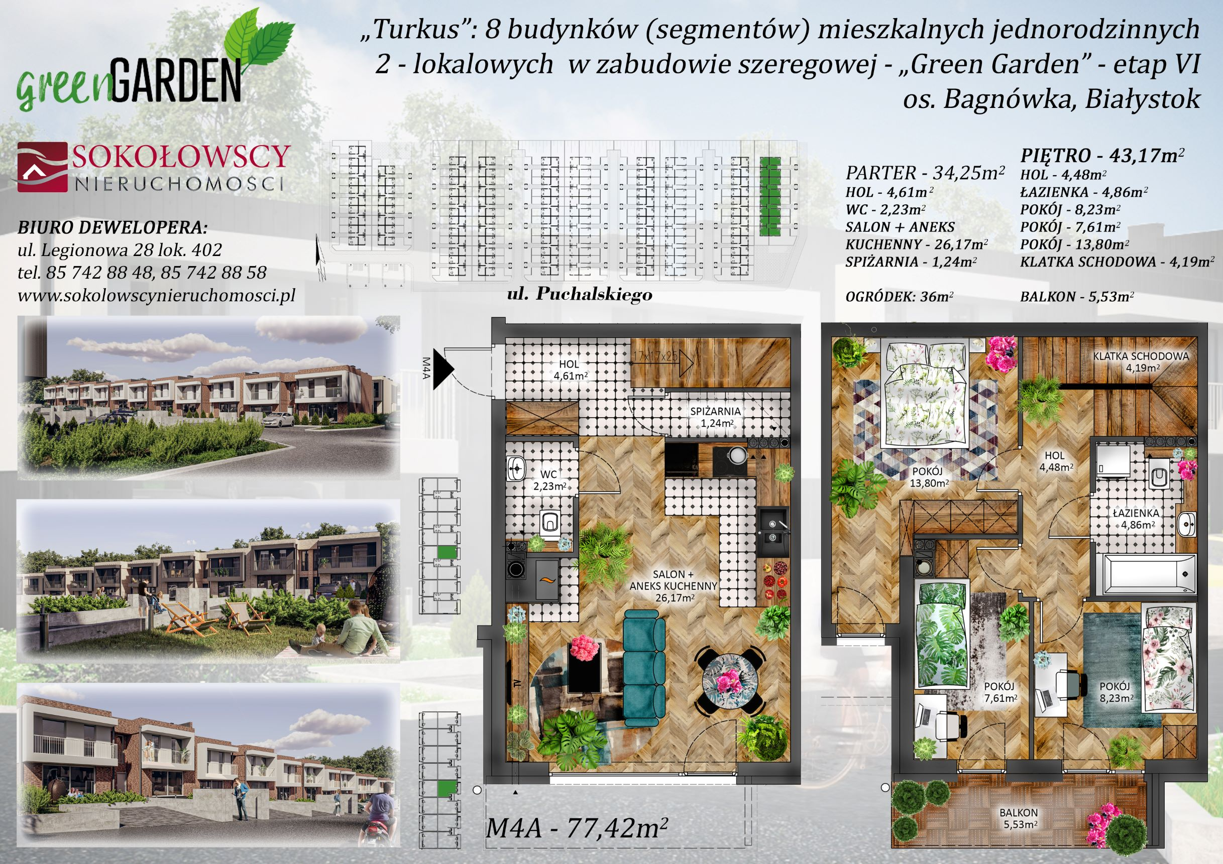 Mieszkanie 77,42 m², parter, oferta nr 4A, Green Garden etap 6, Białystok, Wygoda, Bagnówka, ul. Karola Puchalskiego-idx