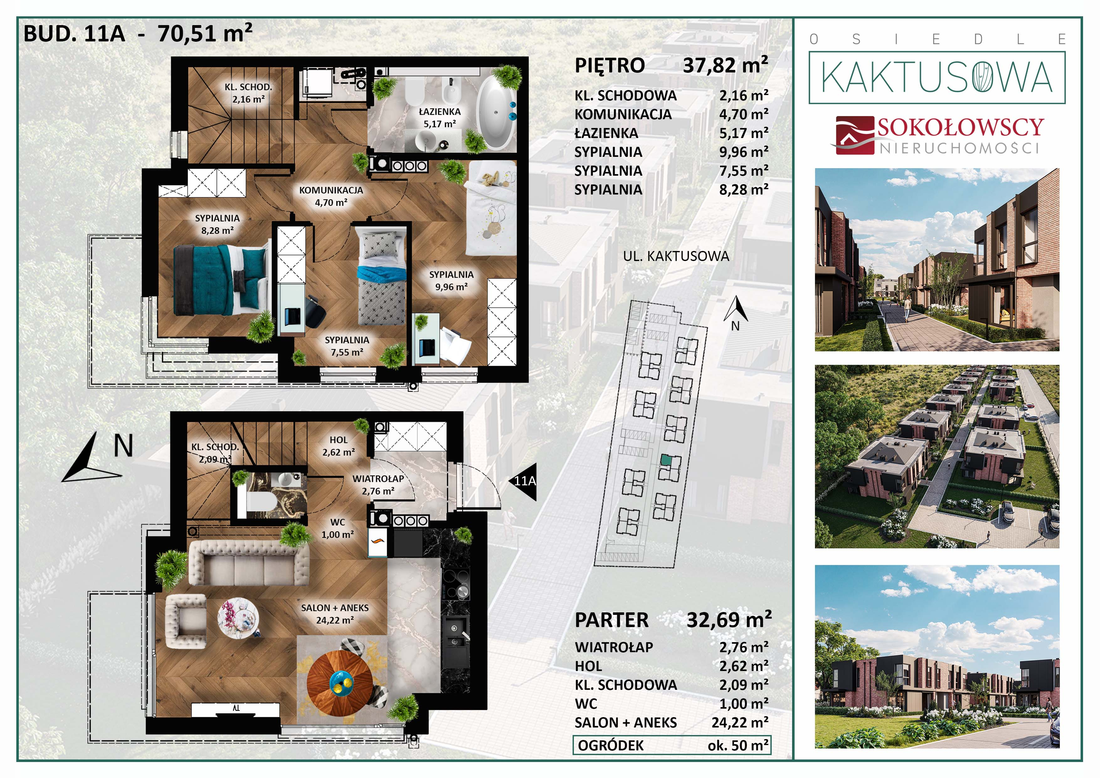 Mieszkanie 70,51 m², parter, oferta nr 11A, Osiedle Kaktusowa etap 2, Białystok, Dojlidy Górne, ul. Kaktusowa-idx