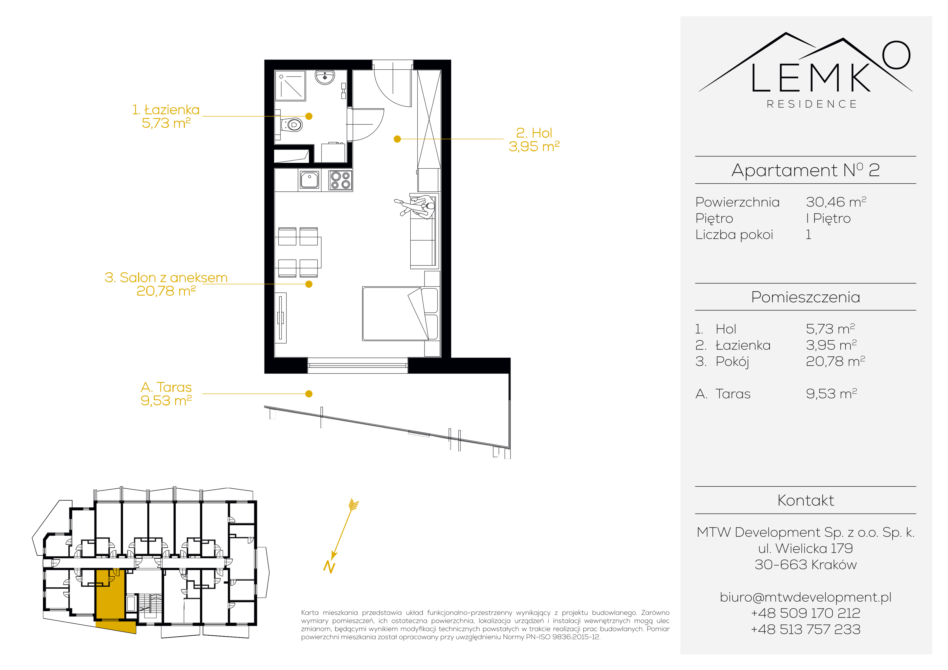 Apartament inwestycyjny 30,46 m², piętro 1, oferta nr 2, Lemko Residence, Krynica-Zdrój, ul. Józefa Piłsudskiego-idx