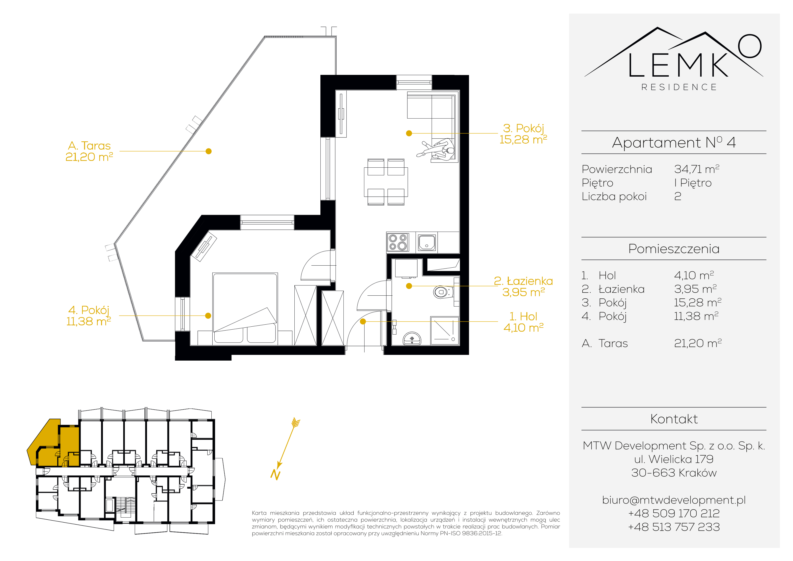 Apartament inwestycyjny 34,71 m², piętro 1, oferta nr 4, Lemko Residence, Krynica-Zdrój, ul. Józefa Piłsudskiego-idx