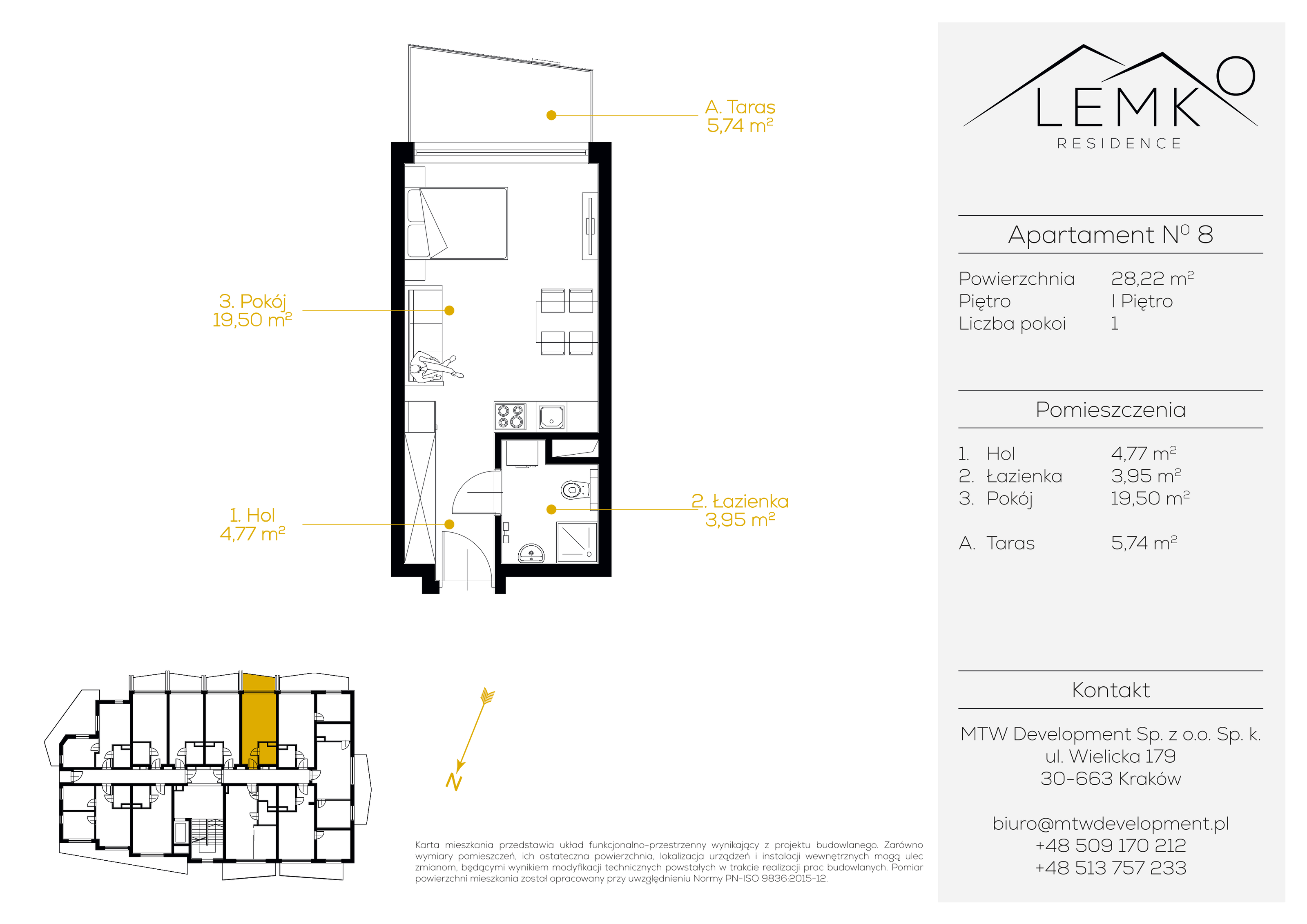 Apartament inwestycyjny 28,22 m², piętro 1, oferta nr 8, Lemko Residence, Krynica-Zdrój, ul. Józefa Piłsudskiego-idx