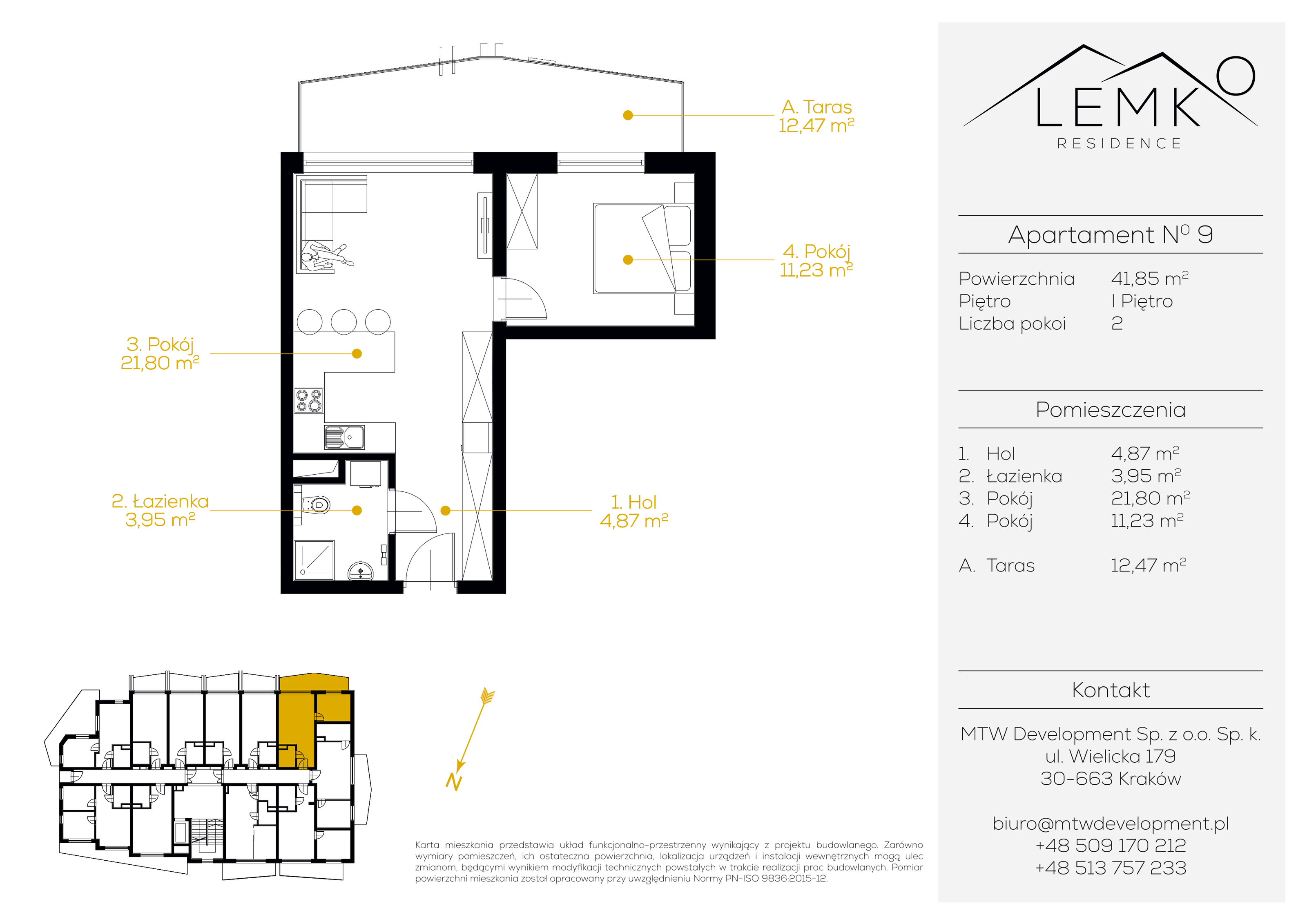 Apartament inwestycyjny 41,85 m², piętro 1, oferta nr 9, Lemko Residence, Krynica-Zdrój, ul. Józefa Piłsudskiego-idx