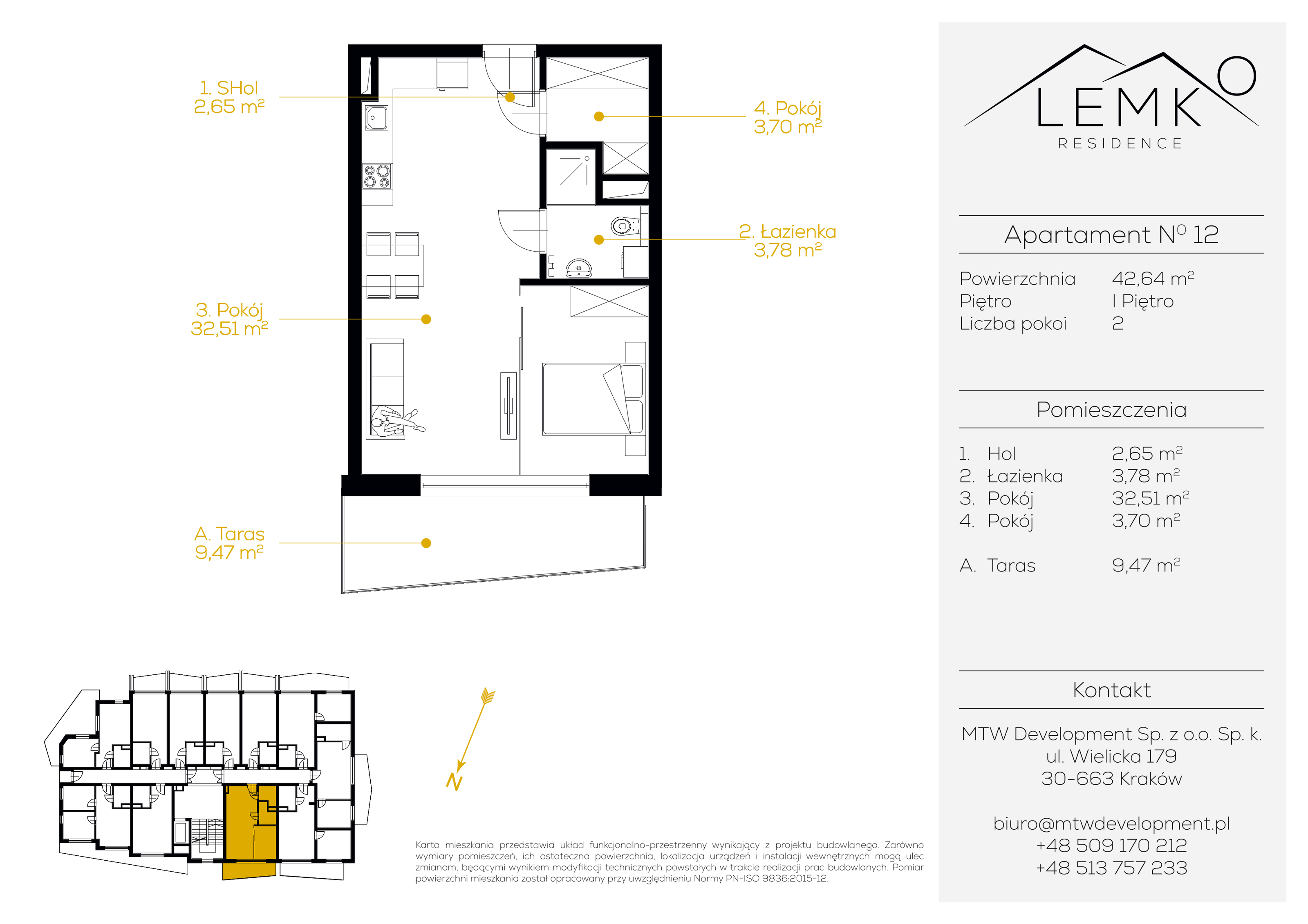 Apartament inwestycyjny 37,38 m², piętro 1, oferta nr 12, Lemko Residence, Krynica-Zdrój, ul. Józefa Piłsudskiego-idx