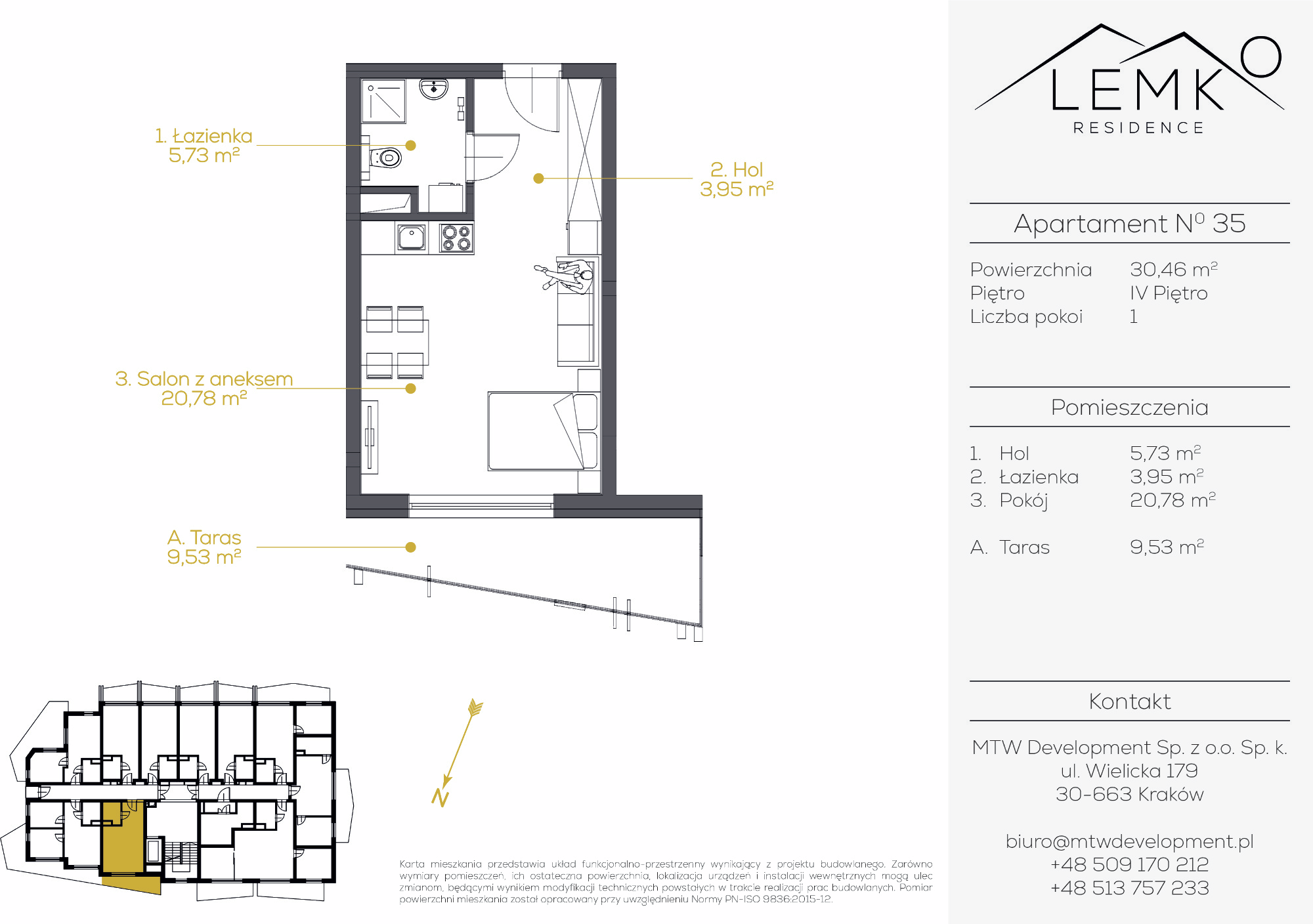 Apartament inwestycyjny 30,46 m², piętro 4, oferta nr 35, Lemko Residence, Krynica-Zdrój, ul. Józefa Piłsudskiego-idx