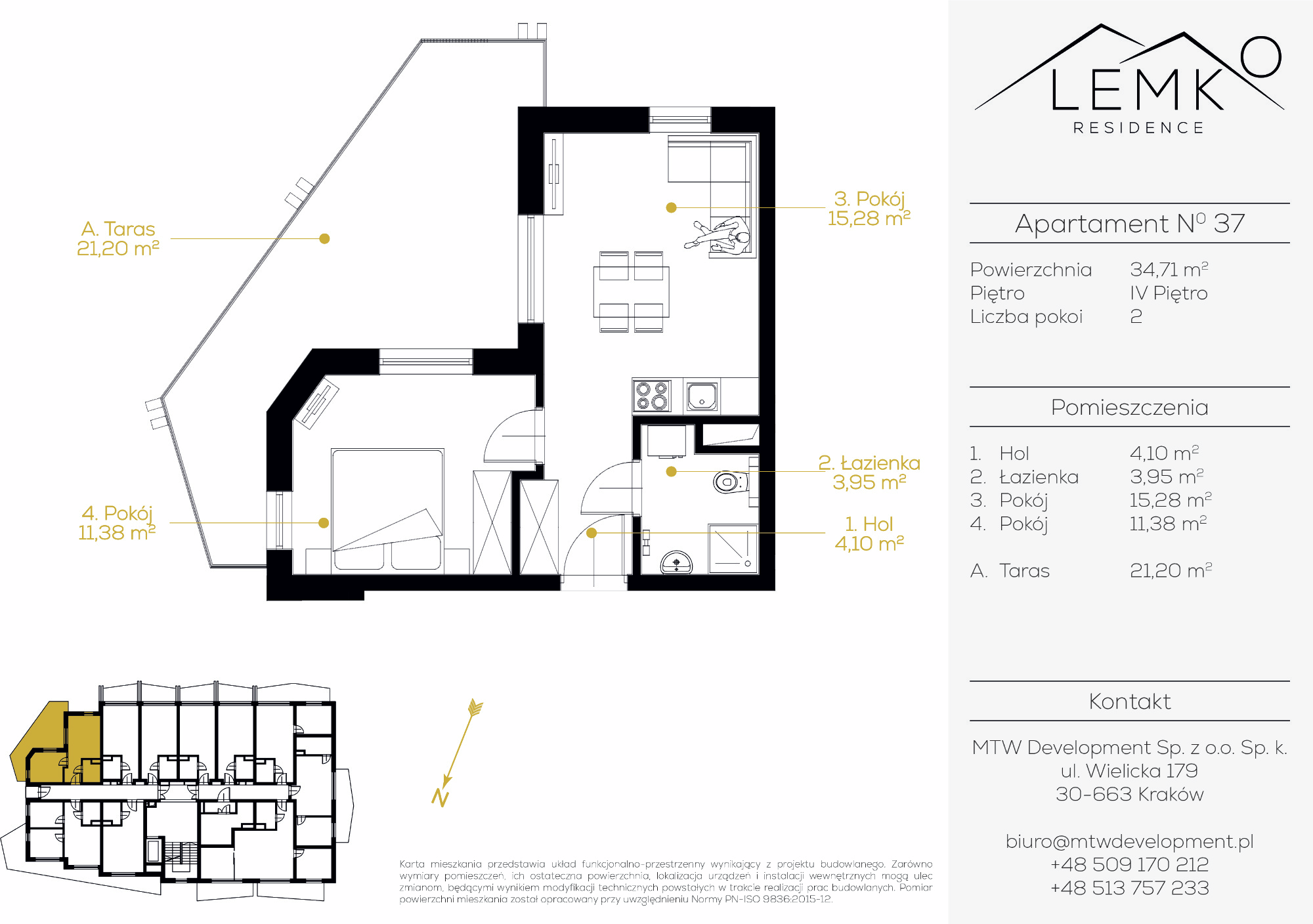 Apartament inwestycyjny 34,71 m², piętro 4, oferta nr 37, Lemko Residence, Krynica-Zdrój, ul. Józefa Piłsudskiego-idx