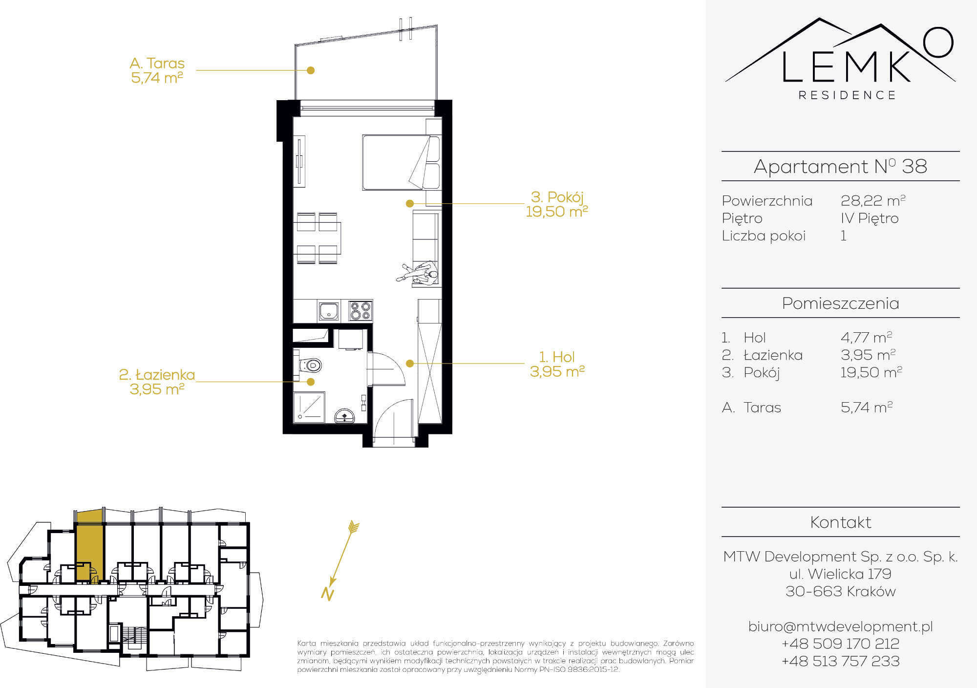 Apartament inwestycyjny 28,22 m², piętro 4, oferta nr 38, Lemko Residence, Krynica-Zdrój, ul. Józefa Piłsudskiego-idx