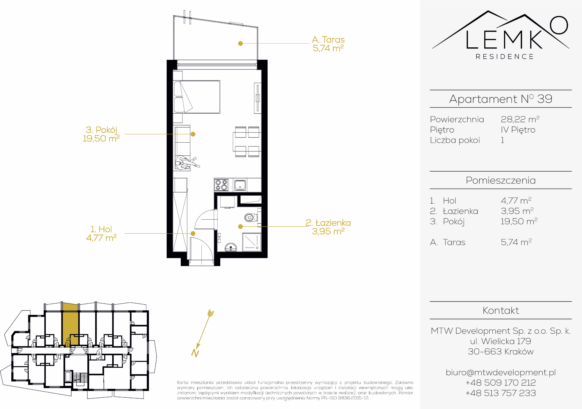 Apartament inwestycyjny 28,22 m², piętro 4, oferta nr 39, Lemko Residence, Krynica-Zdrój, ul. Józefa Piłsudskiego-idx