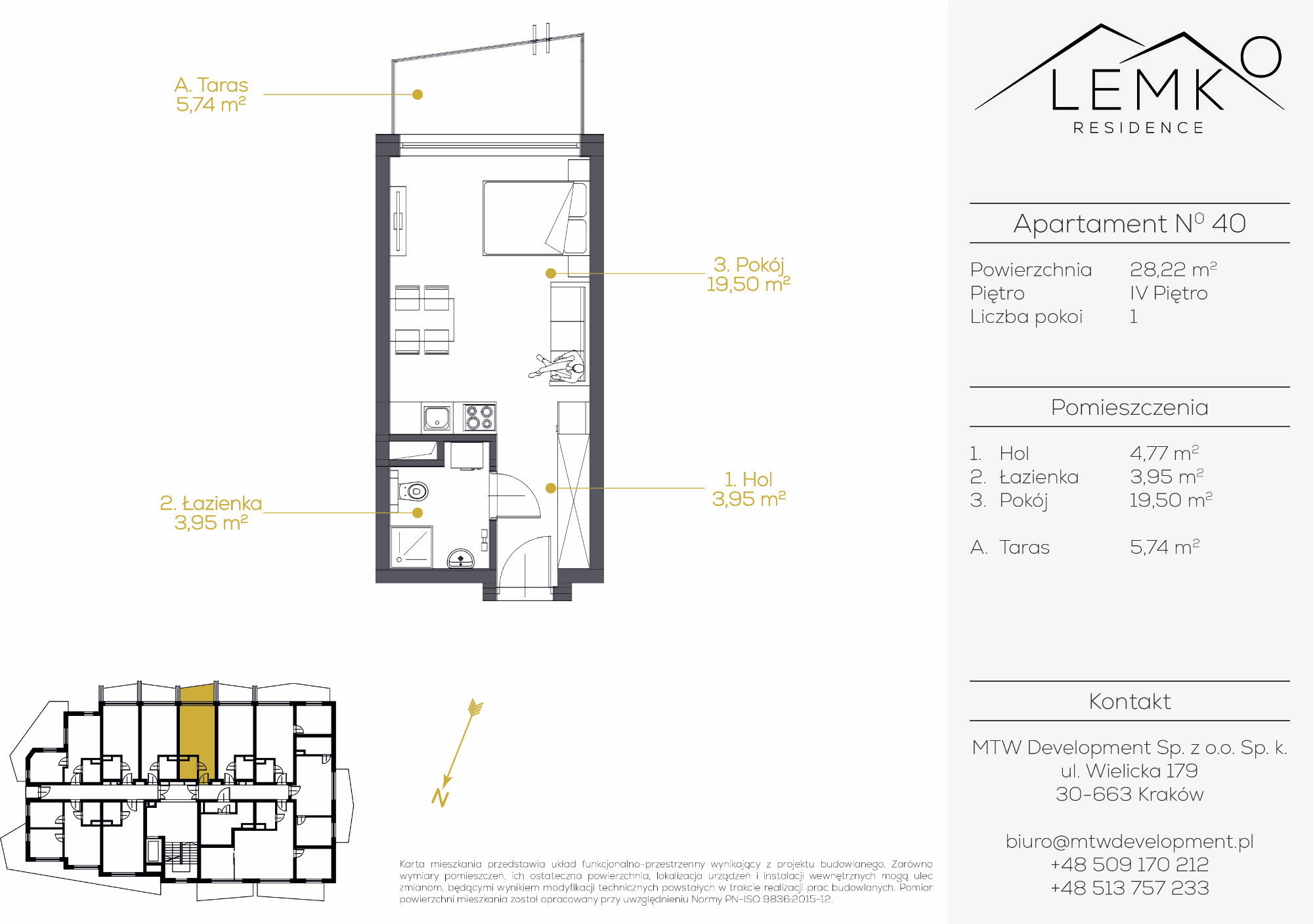 Apartament inwestycyjny 28,22 m², piętro 4, oferta nr 40, Lemko Residence, Krynica-Zdrój, ul. Józefa Piłsudskiego-idx