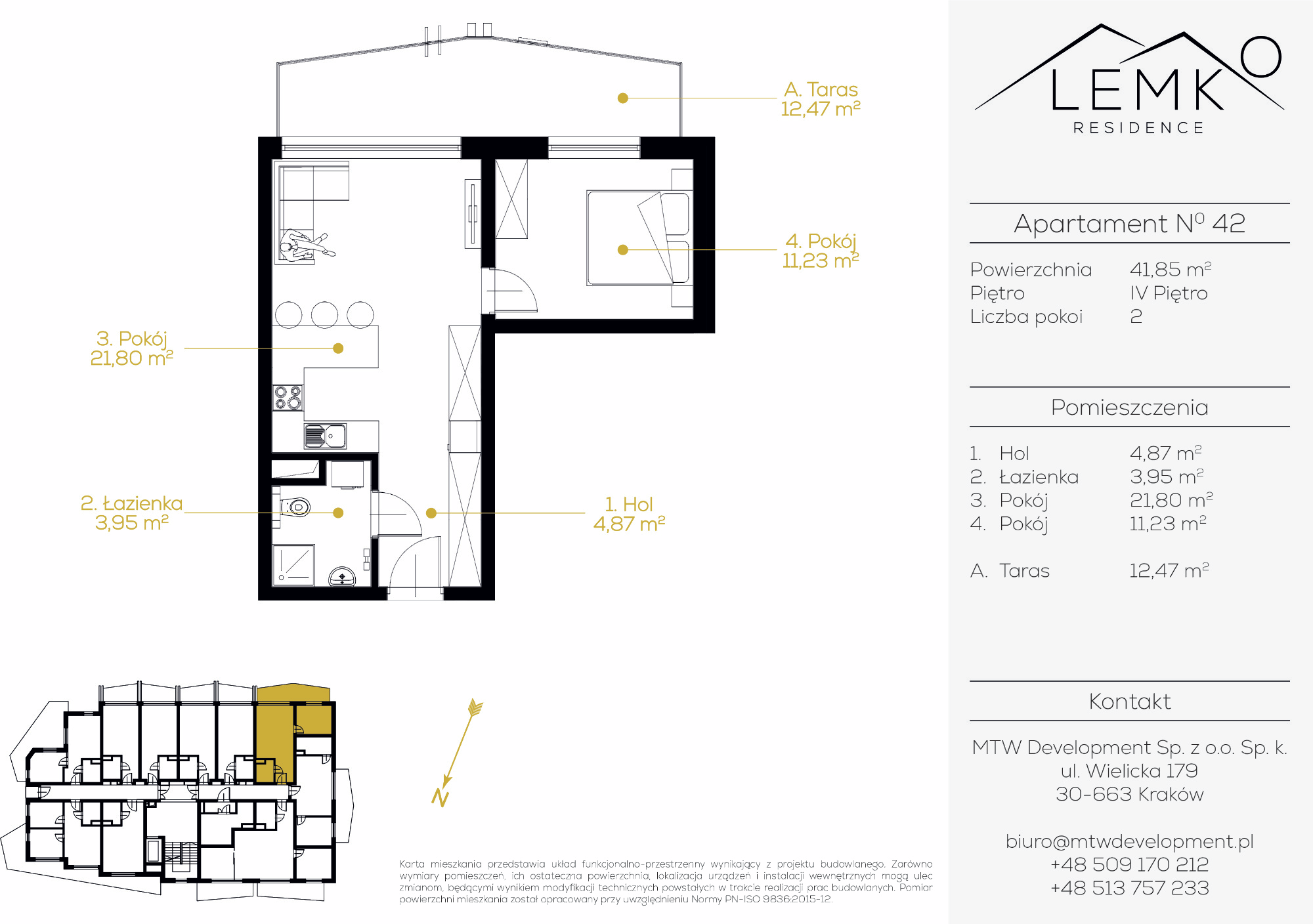 Apartament inwestycyjny 41,85 m², piętro 4, oferta nr 42, Lemko Residence, Krynica-Zdrój, ul. Józefa Piłsudskiego-idx