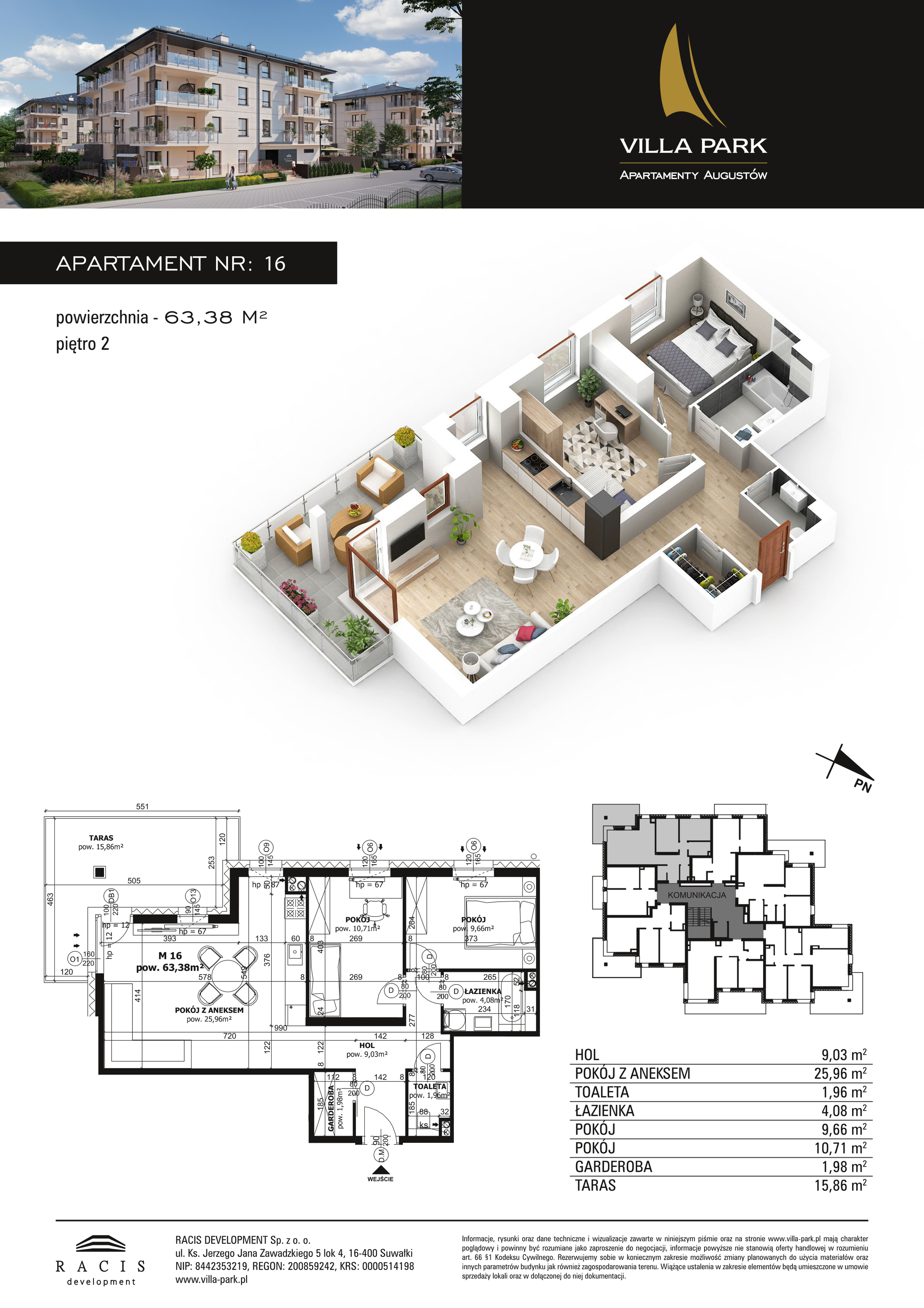 Apartament 63,38 m², piętro 2, oferta nr B/16, Villa Park - Apartamenty Augustów, Augustów, ul. Wypoczynkowa-idx