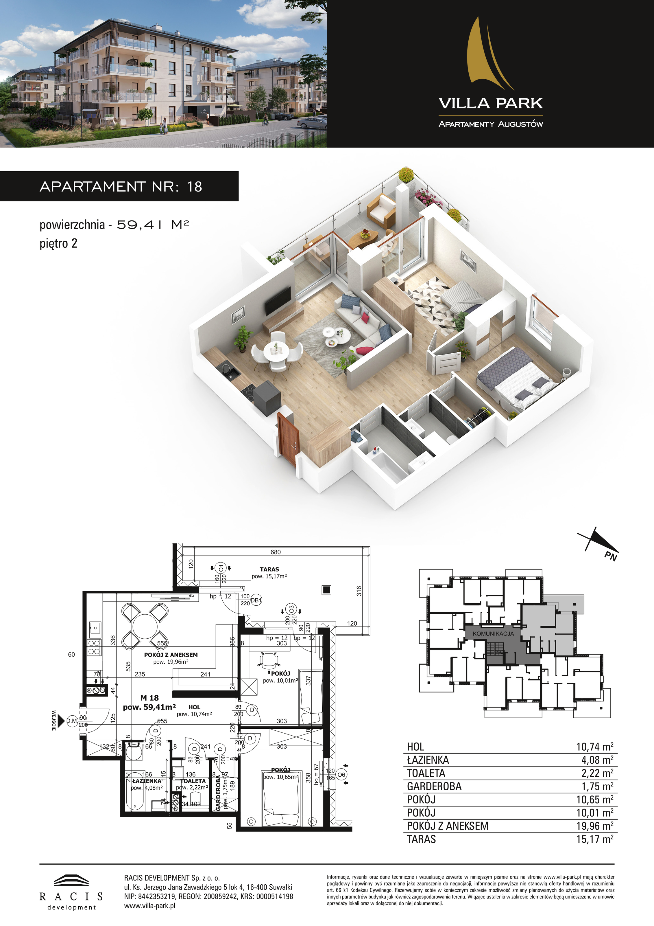 Apartament 59,41 m², piętro 2, oferta nr B/18, Villa Park - Apartamenty Augustów, Augustów, ul. Wypoczynkowa-idx