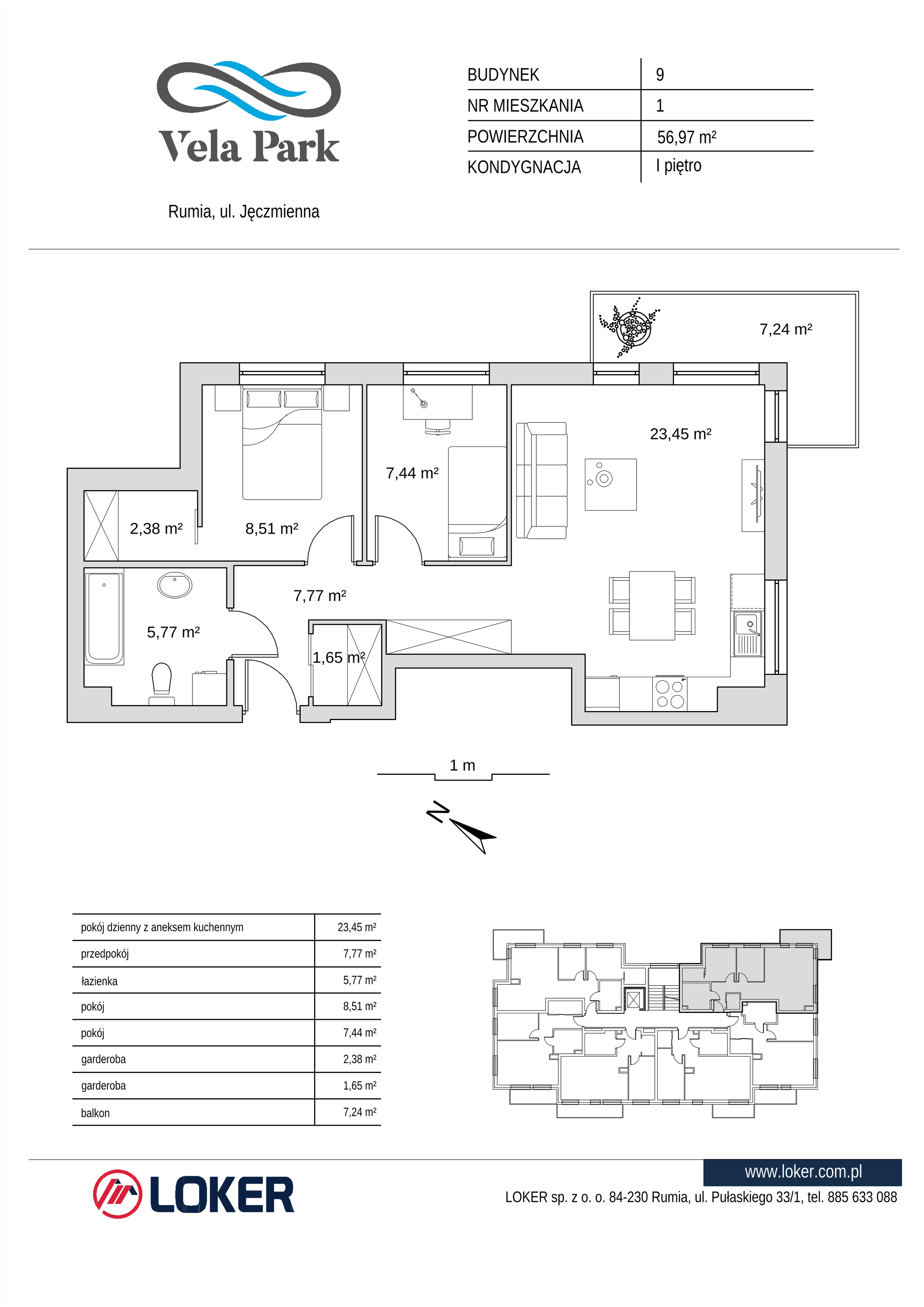 Mieszkanie 56,97 m², piętro 1, oferta nr 9_1, Vela Park, Rumia, Biała Rzeka, ul. Jęczmienna-idx