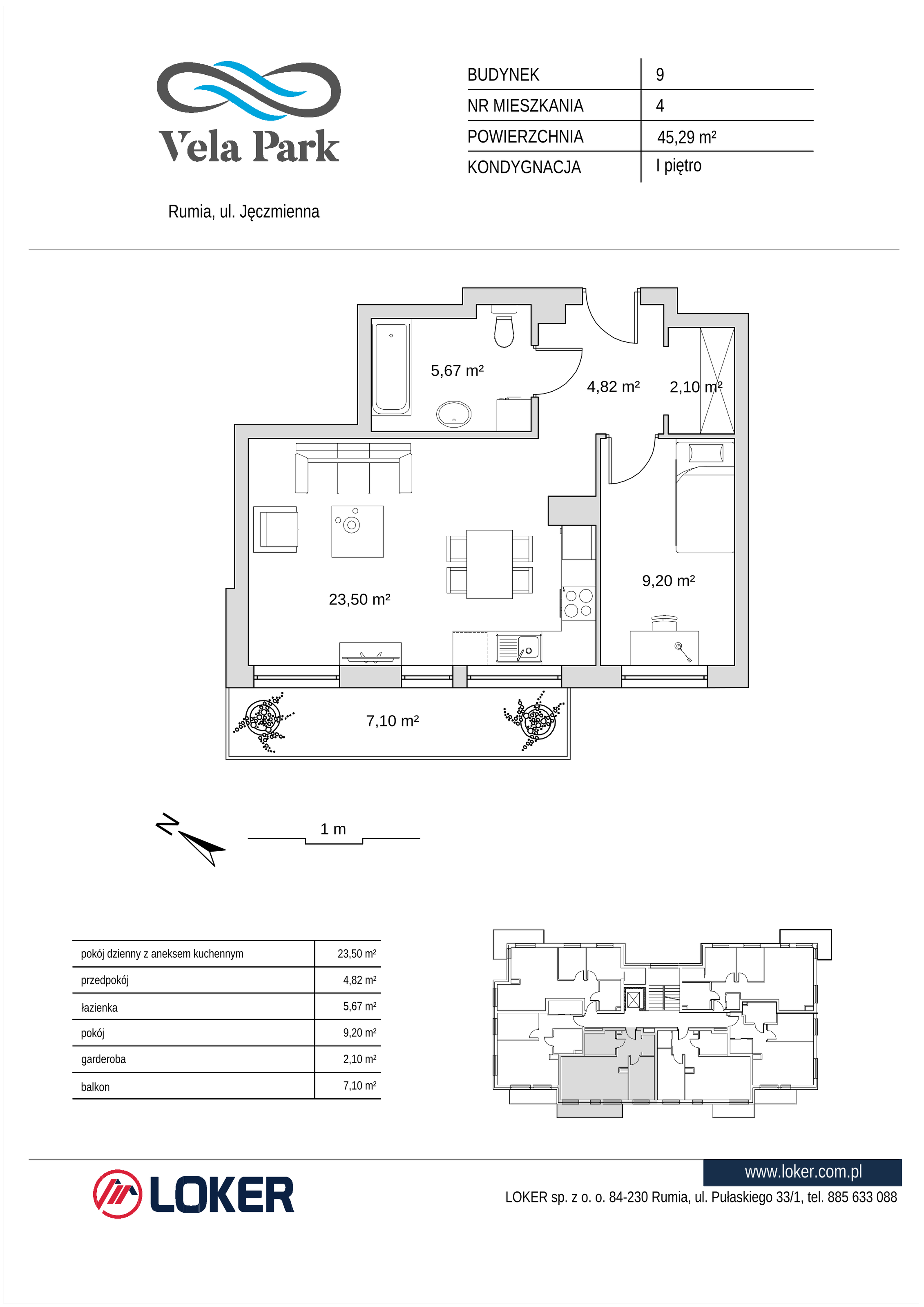 Mieszkanie 45,29 m², piętro 1, oferta nr 9_4, Vela Park, Rumia, Biała Rzeka, ul. Jęczmienna-idx