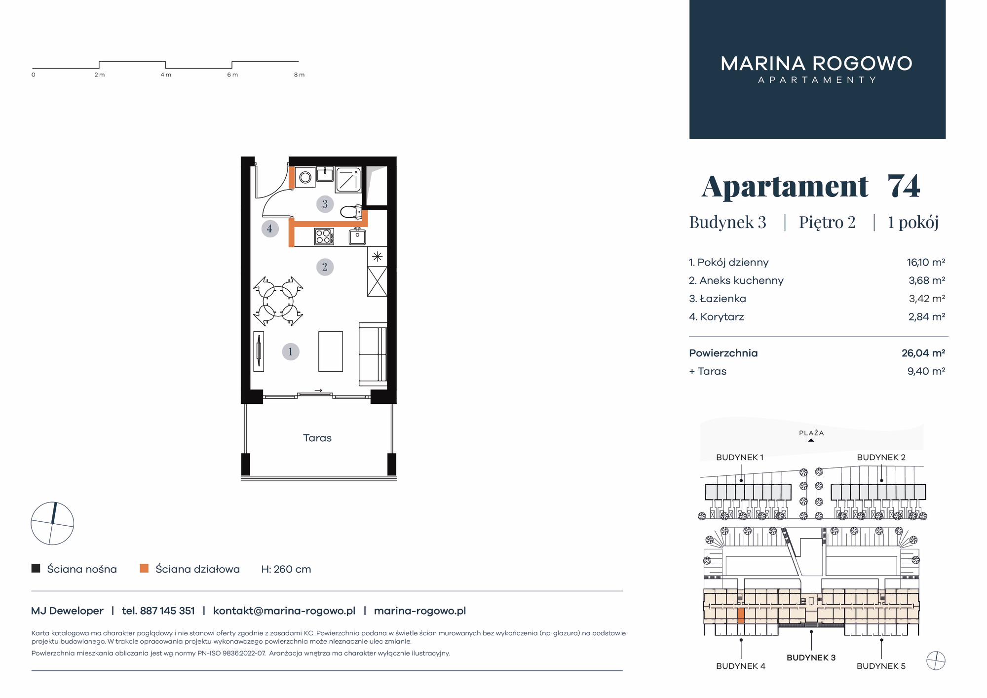 Apartament 26,04 m², piętro 2, oferta nr 74, Apartamenty Marina Rogowo, Rogowo, ul. Kołobrzeska-idx