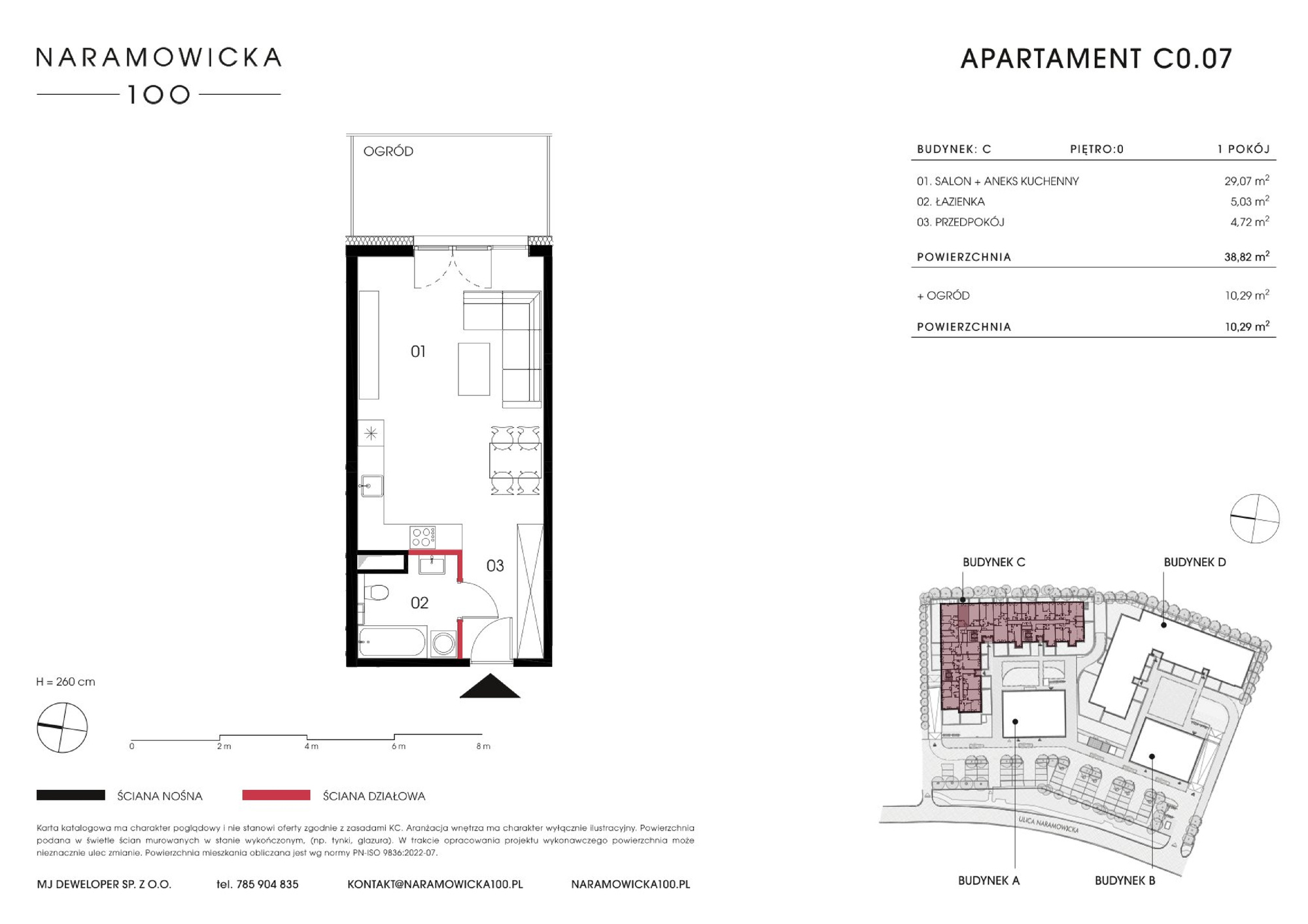 Mieszkanie 38,82 m², parter, oferta nr C 0.07, Naramowicka 100, Poznań, Winogrady, Winogrady, ul. Naramowicka 100-idx