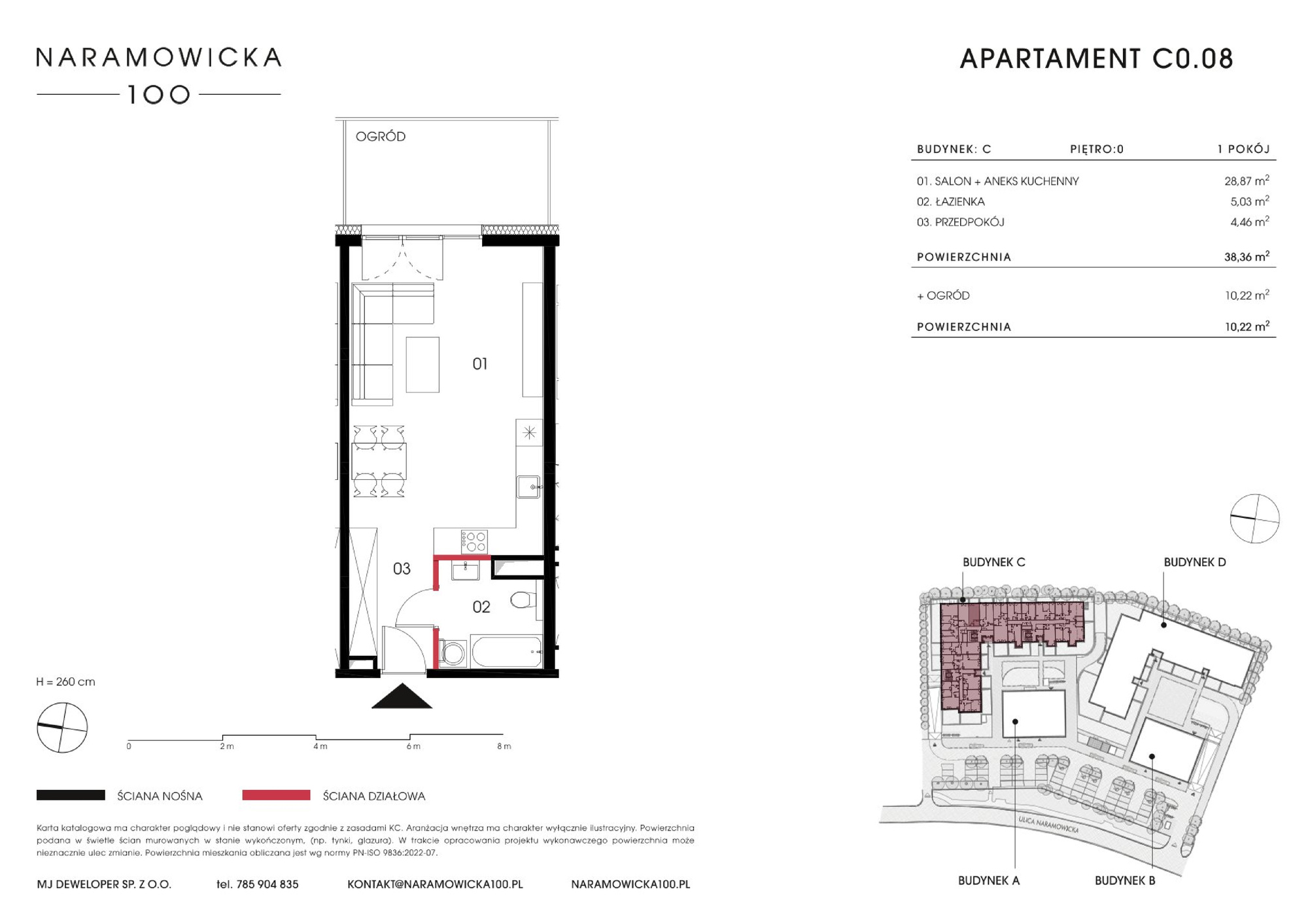 Mieszkanie 38,36 m², parter, oferta nr C 0.08, Naramowicka 100, Poznań, Winogrady, Winogrady, ul. Naramowicka 100-idx