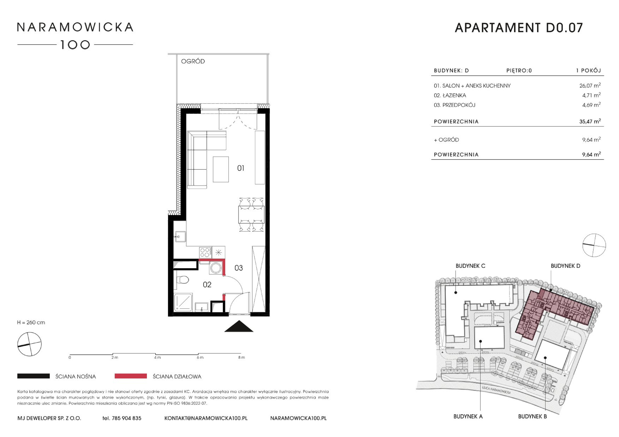 Mieszkanie 35,47 m², parter, oferta nr D 0.07, Naramowicka 100, Poznań, Winogrady, Winogrady, ul. Naramowicka 100-idx