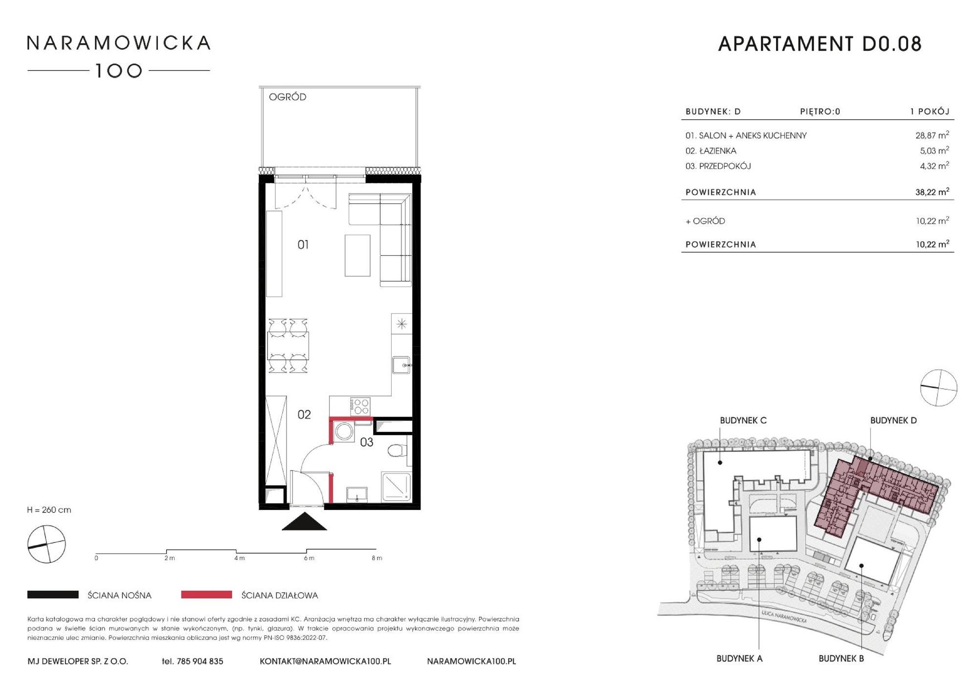 Mieszkanie 38,22 m², parter, oferta nr D 0.08, Naramowicka 100, Poznań, Winogrady, Winogrady, ul. Naramowicka 100-idx